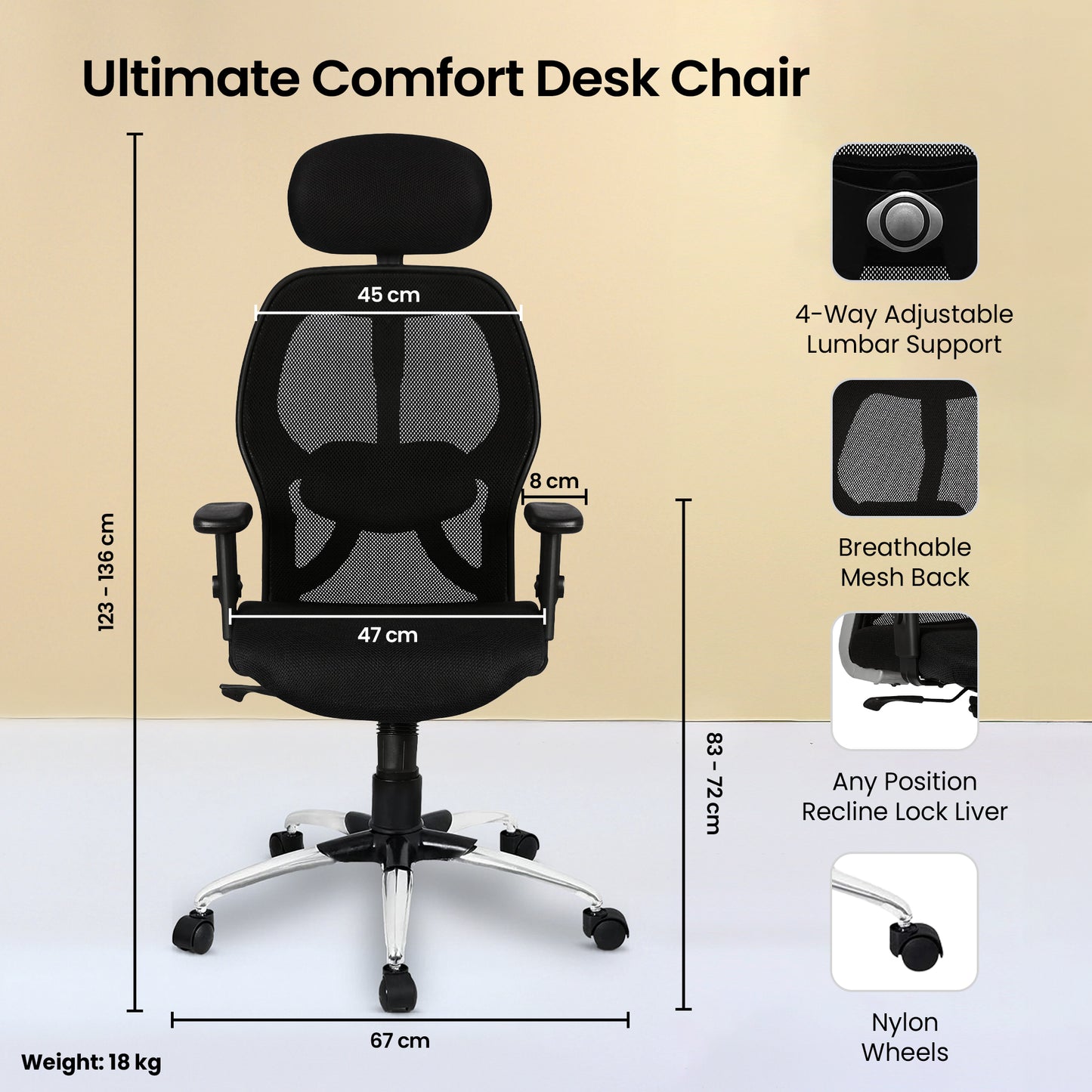 SAVYA HOME Apollo Chair - Comfortable Study Environment