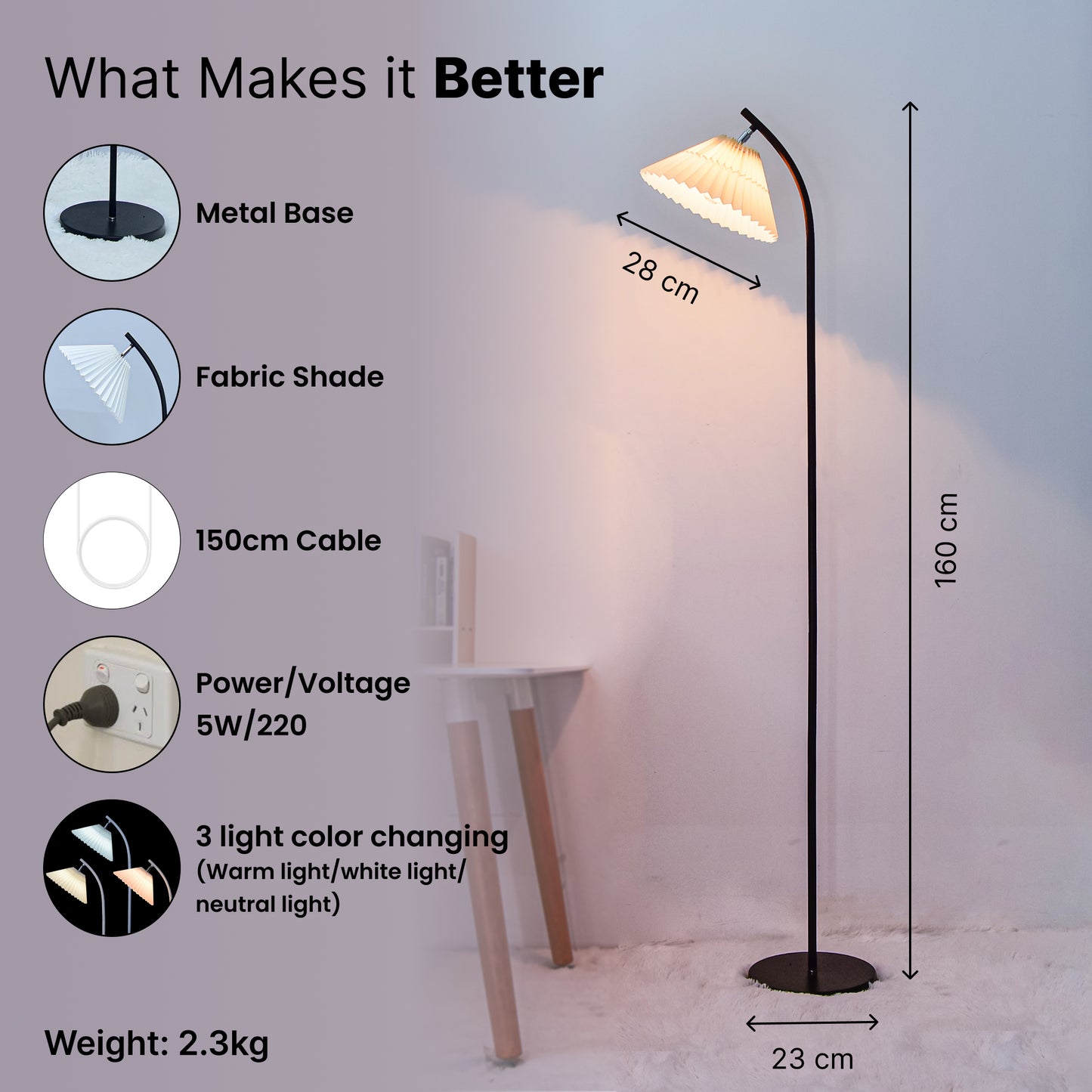 UMAI fabric shade lamp - up-lighting for study space