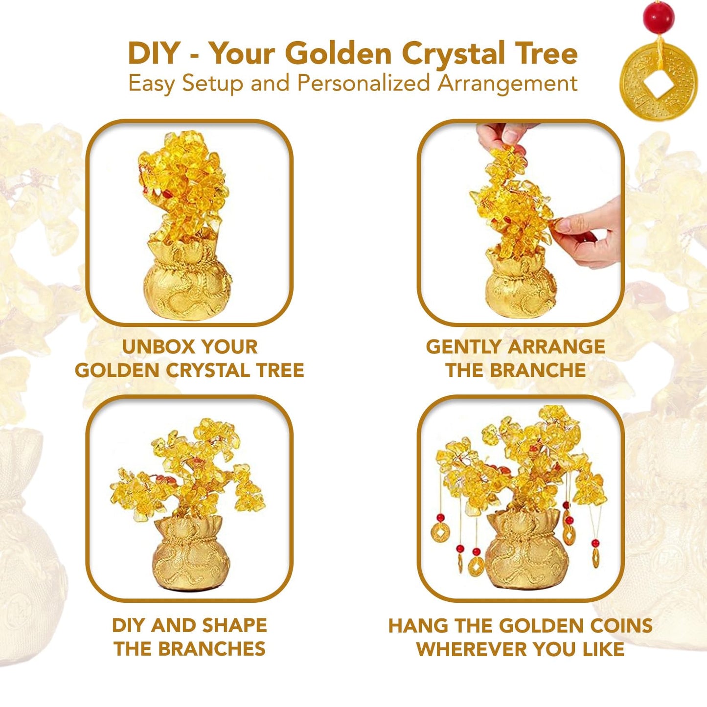 Ekhasa Golden Tree of Life - Prosperity decor for living room