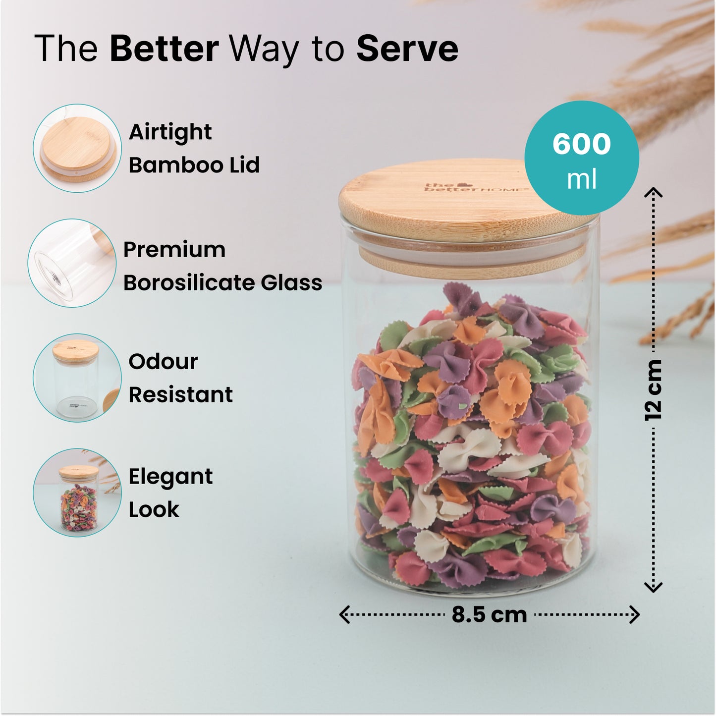 The Better Home Bamboo Lid Glass Container - Fridge Storage