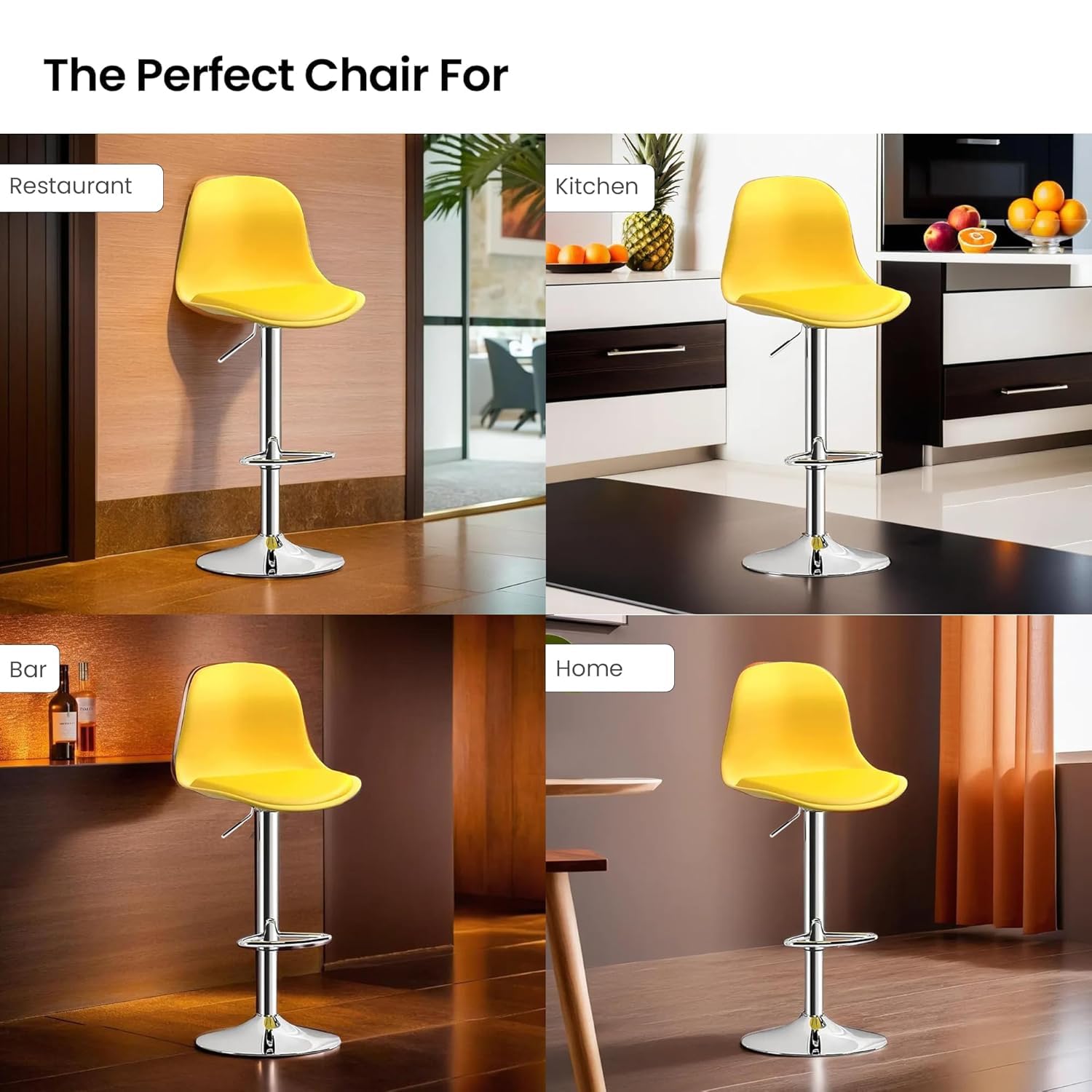 Buy SAVYA HOME Curvy Bar Stool Height Adjustable, Yellow The Better