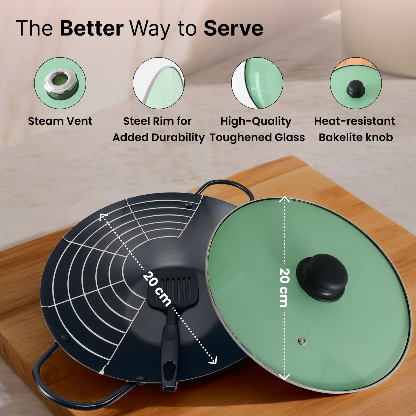 The Better Home UMAI toughened glass lid - Durable kitchen tool