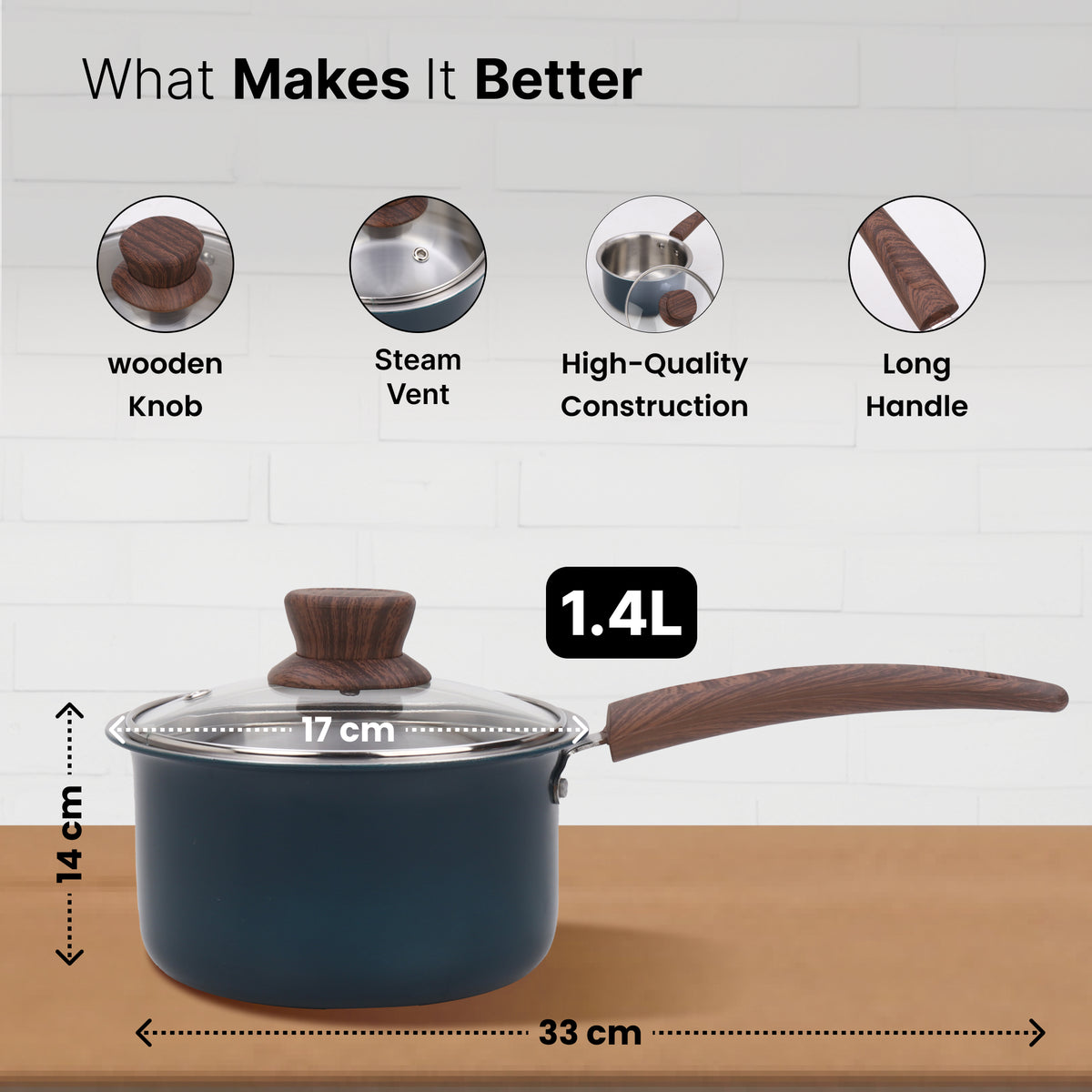 The Better Home Triply Saucepan - Dishwasher Safe for Easy Cleaning