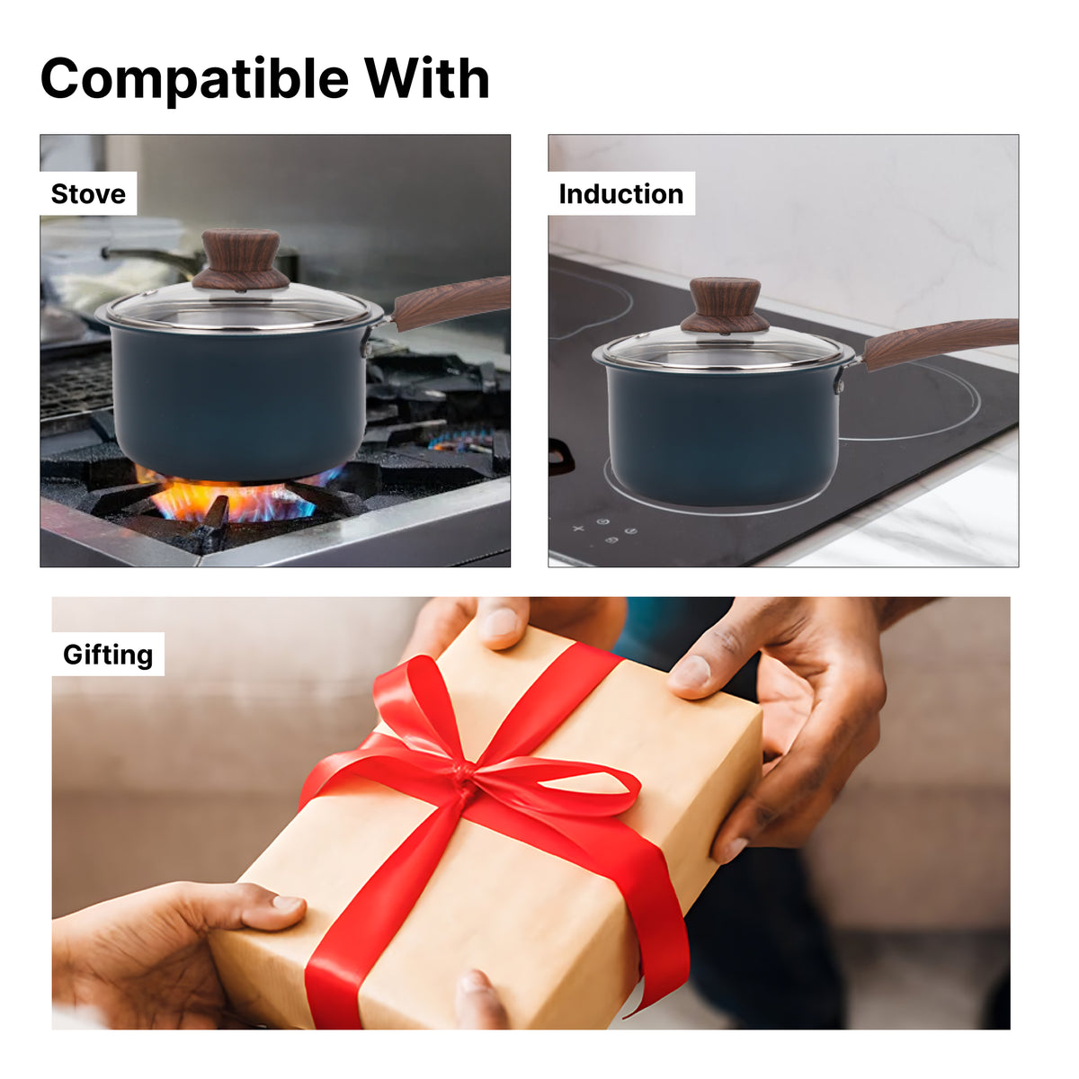 The Better Home Triply Saucepan - Stylish Teal Green Cookware