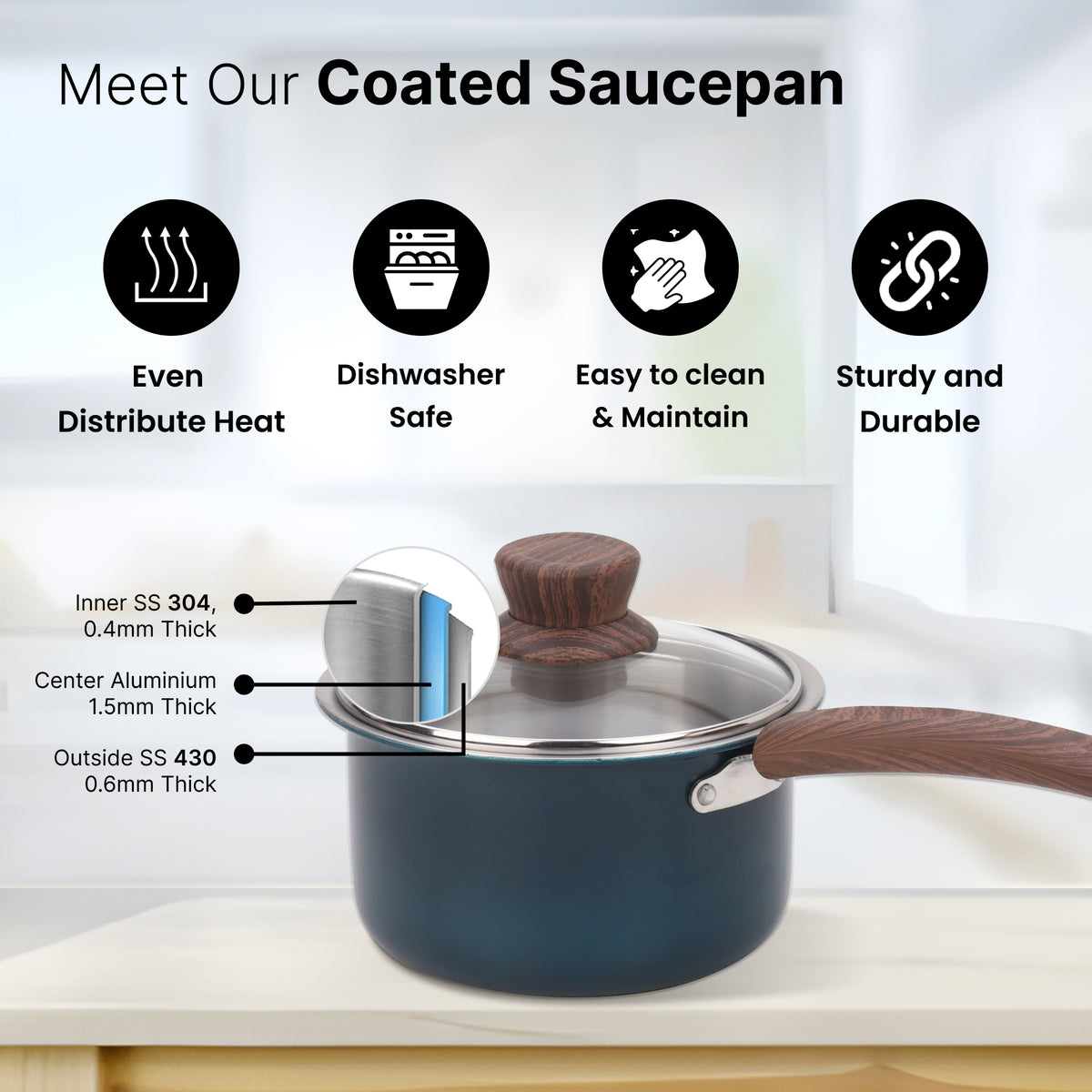The Better Home Triply Saucepan - Versatile Cooking Pot