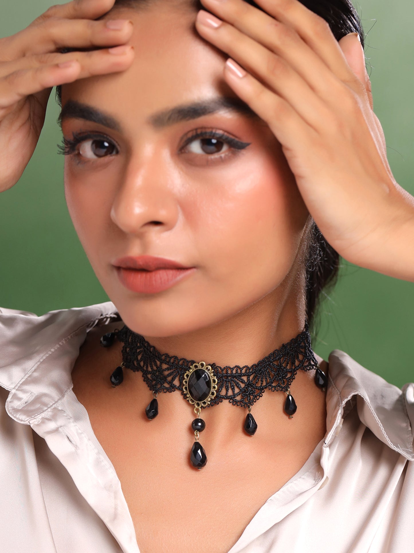 Yellow Chimes black choker necklace - sophisticated party accessory