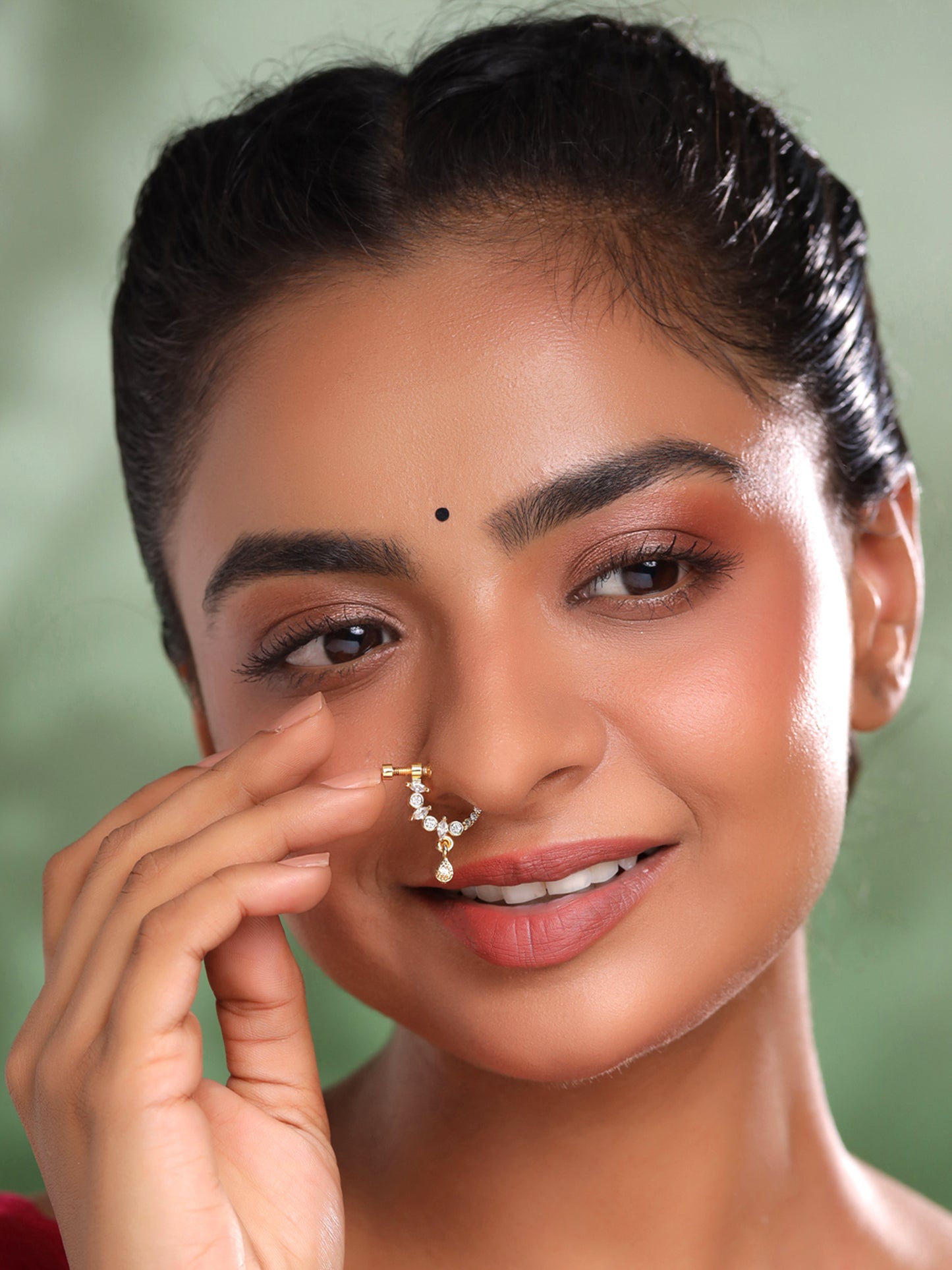 Yellow Chimes AD nose pin - Classic bridal accessory
