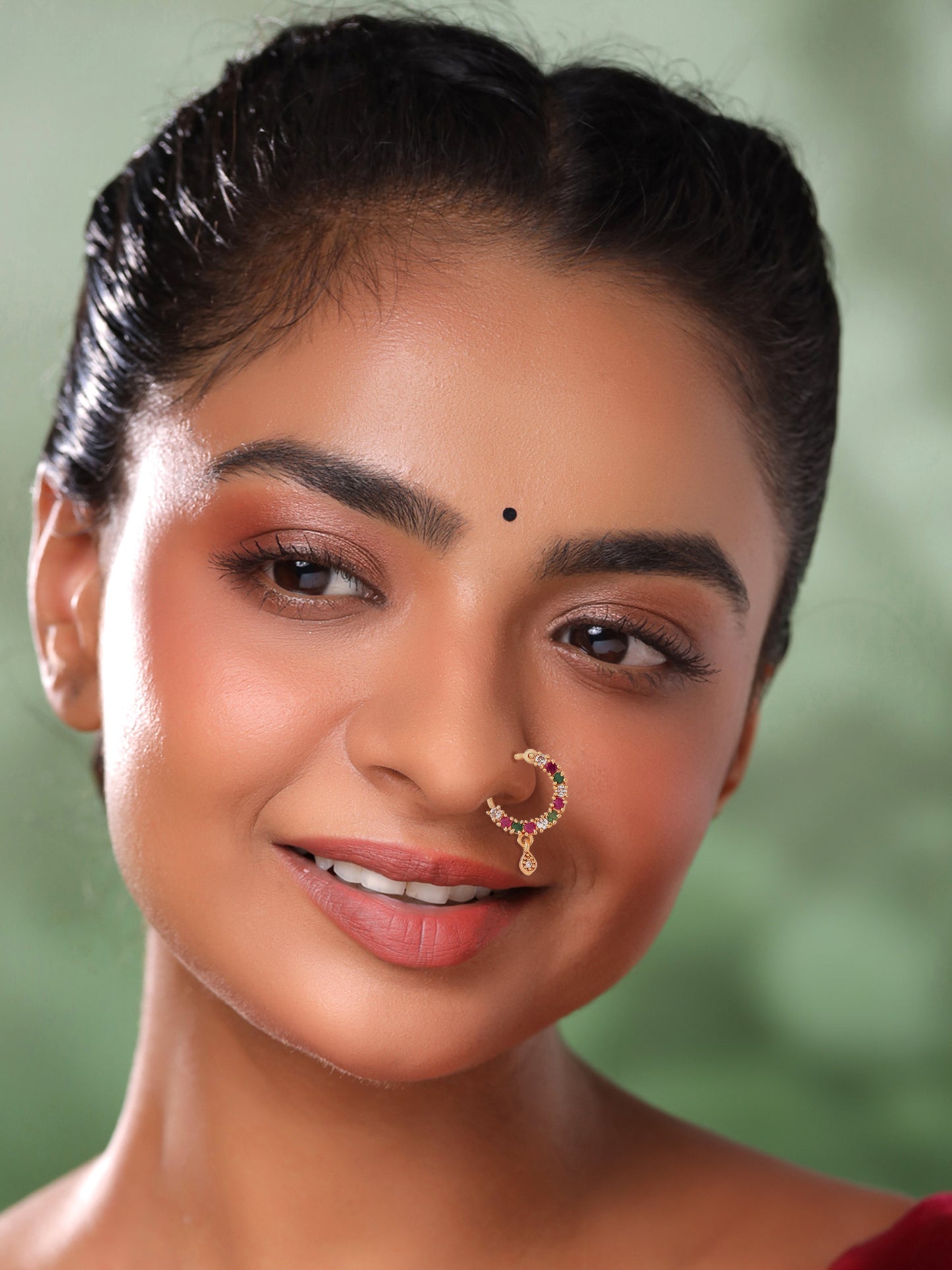 Yellow Chimes gold-plated nose pin - Festive occasion look