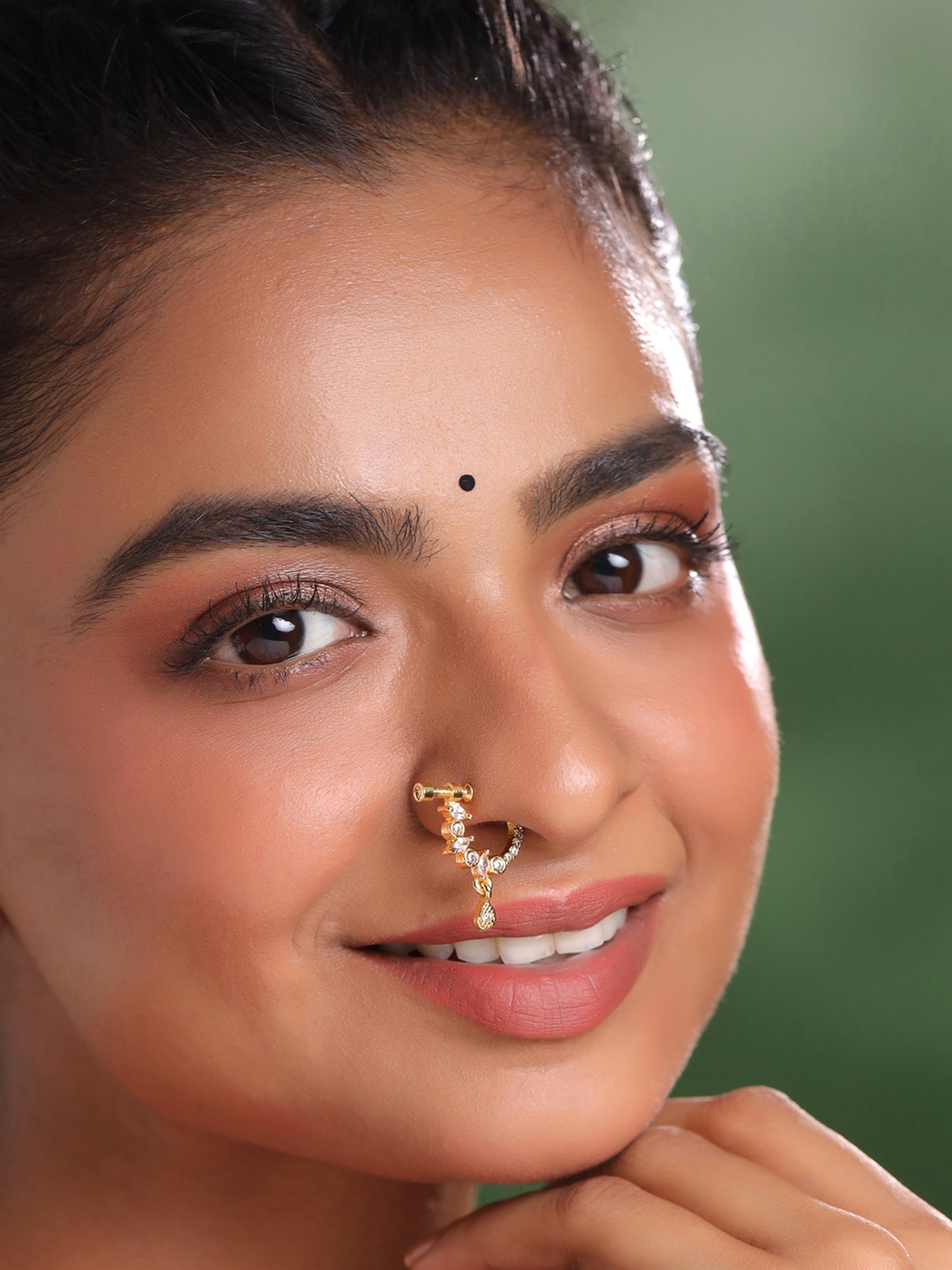 Yellow Chimes nose pin - Traditional ethnic wear accessory