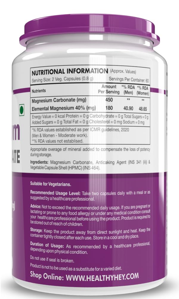 Healthyhey 450mg magnesium - convenient vegetable capsules