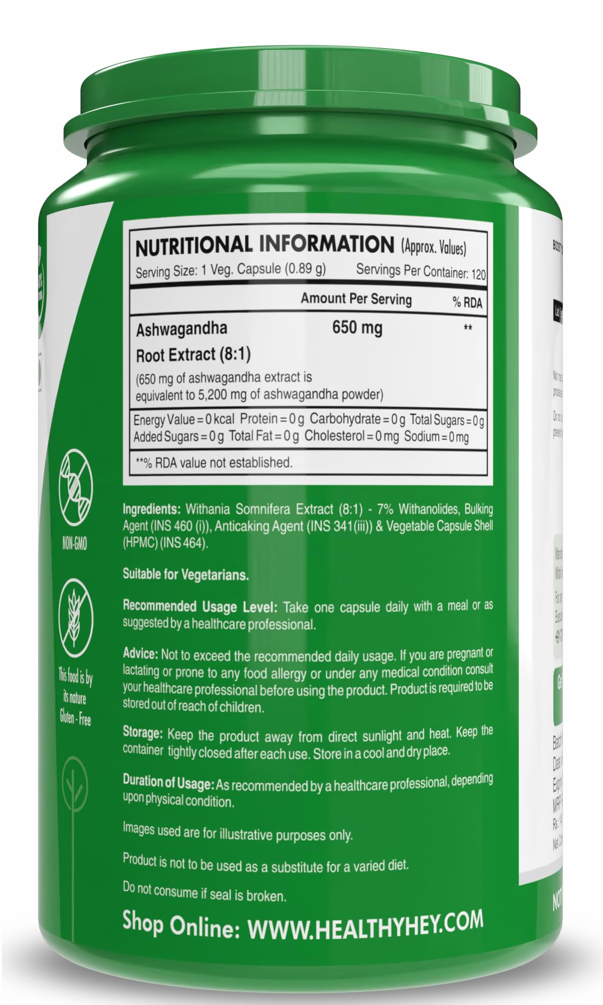 HealthyHey herbal ashwagandha - Pure herbal supplement