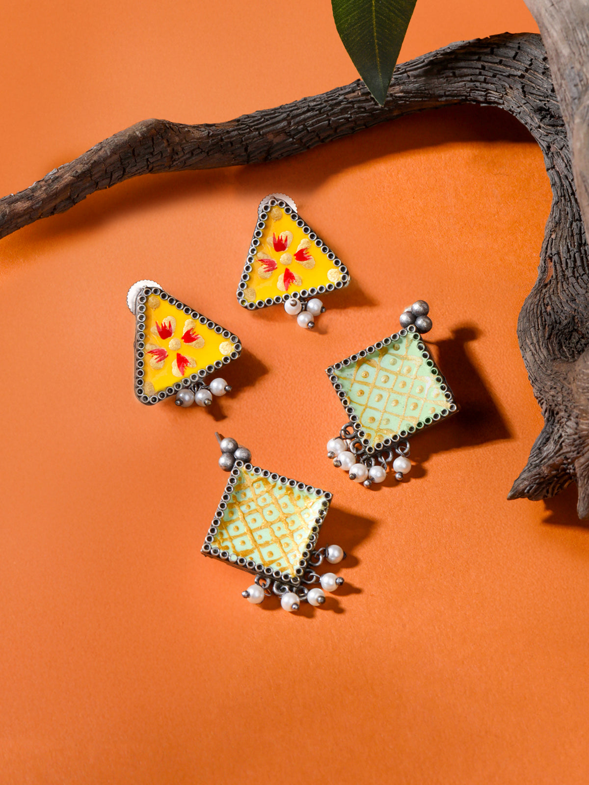Yellow Chimes oxidised earrings - Perfect for office attire