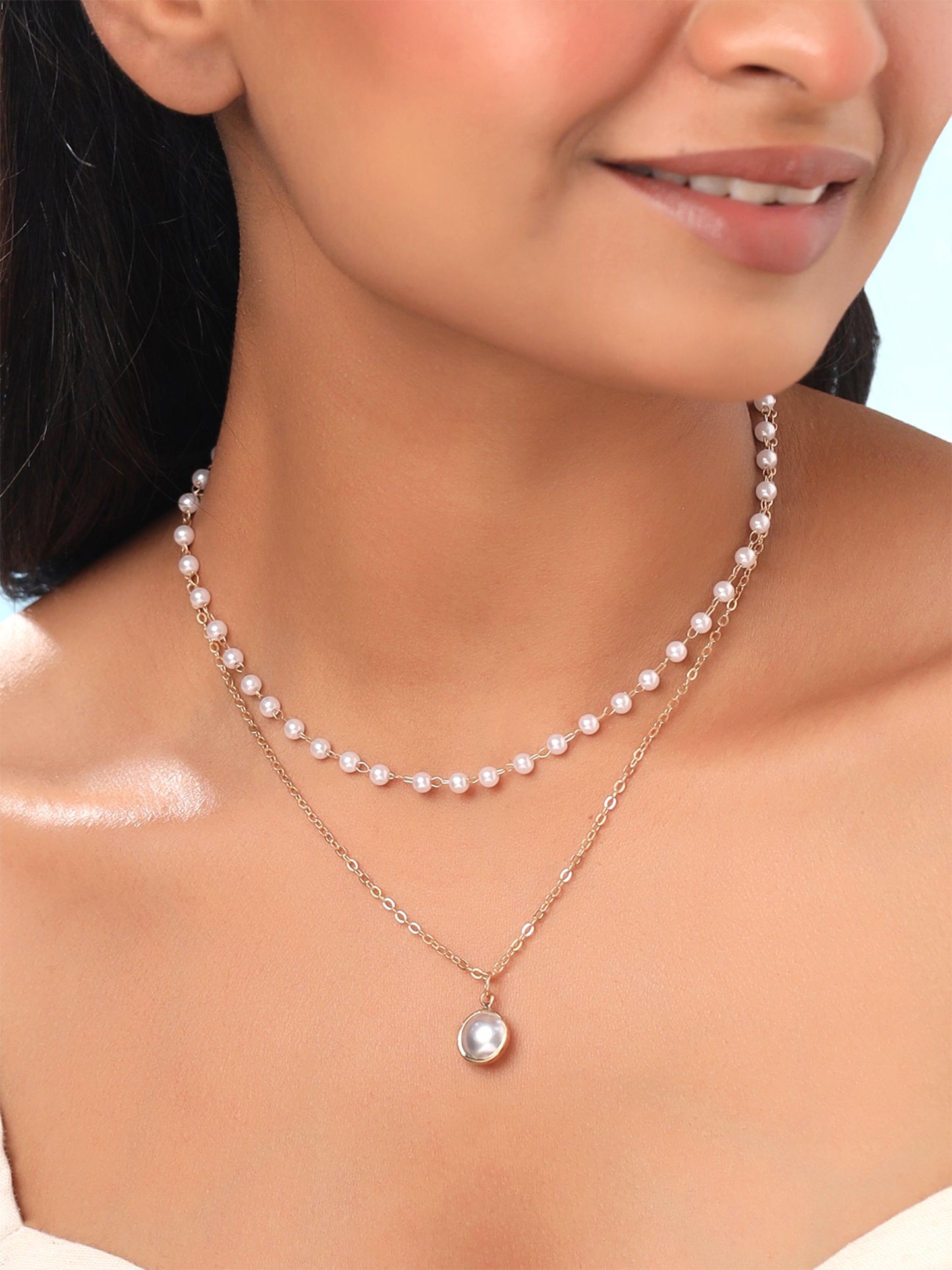 Yellow Chimes Gold Toned Pearl Necklace - Ideal gift for women