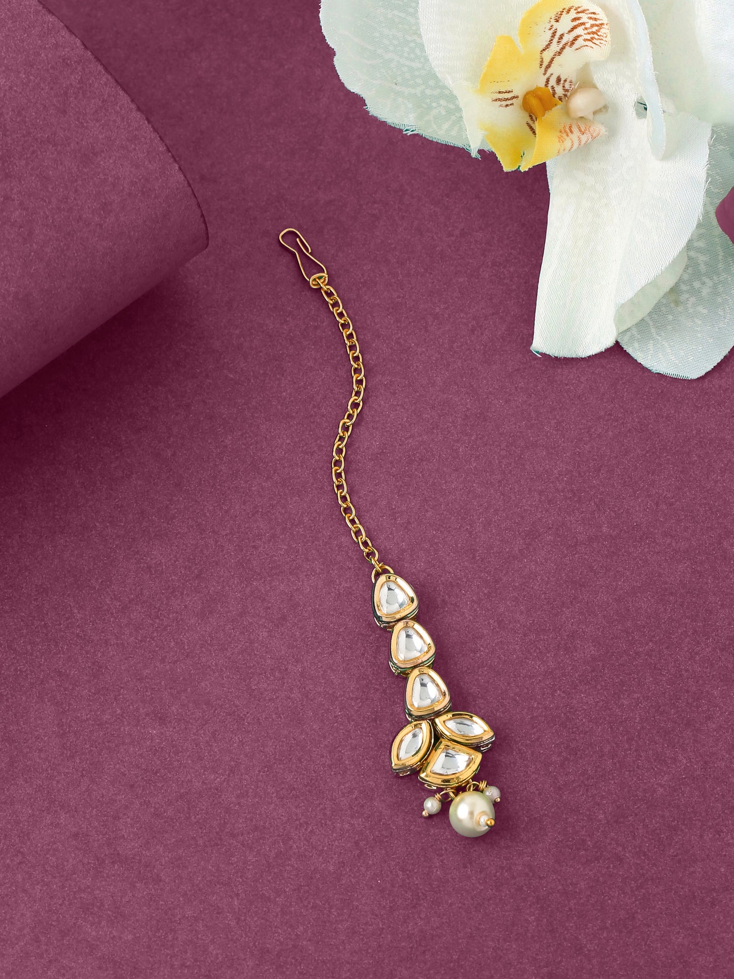 Yellow Chimes maangtikka - Traditional ethnic wear accessory