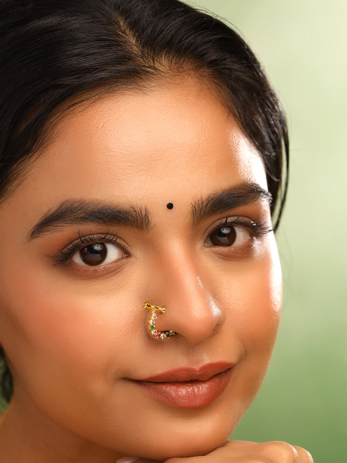 Yellow Chimes nose pin - Stylish non-piercing jewelry