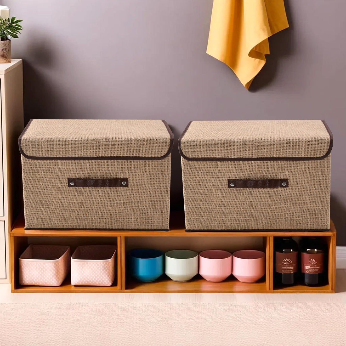 Kuber Dustproof Jute Storage Box - Versatile Use