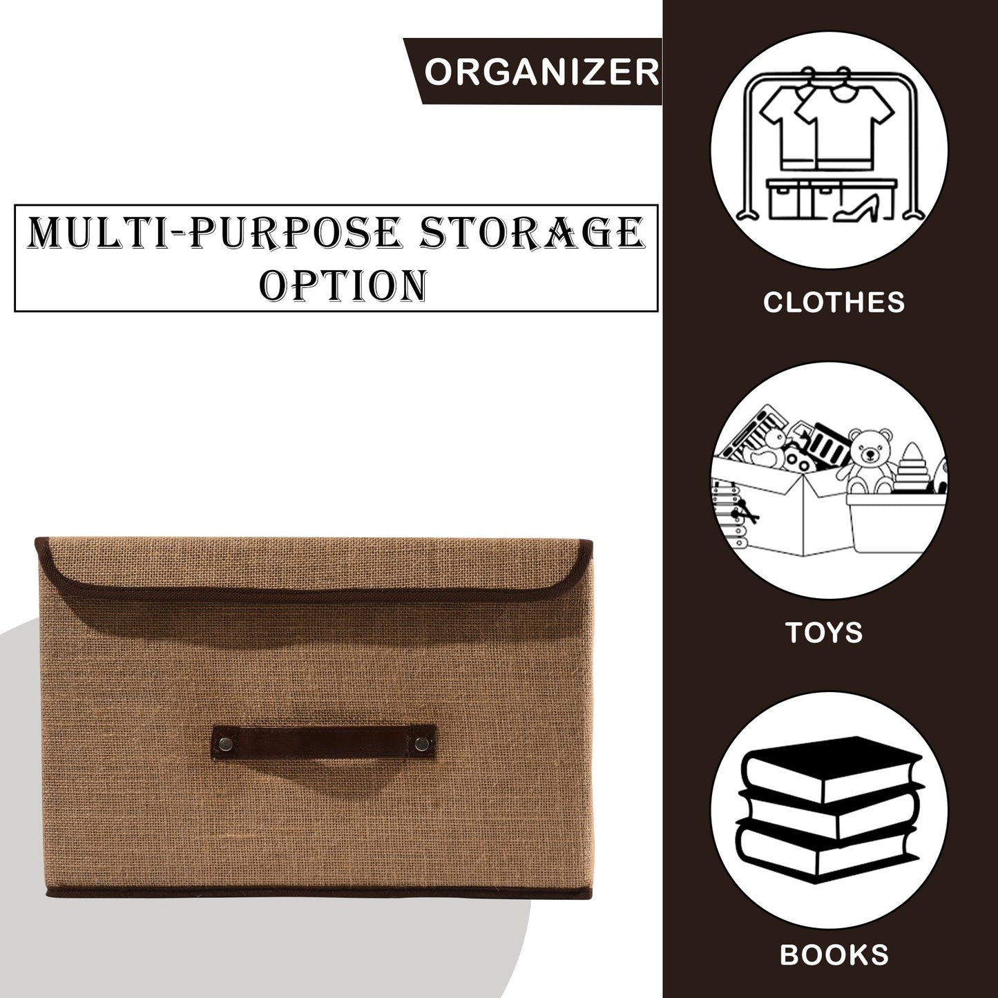 Kuber Foldable Jute Storage Boxes - For Wardrobe Organization