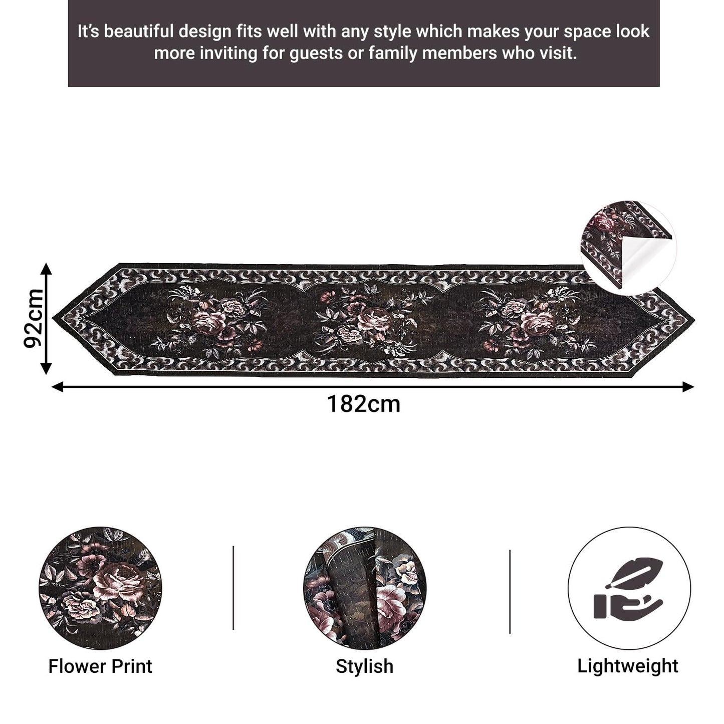 Kuber Industries pink and brown table runner - festive dining