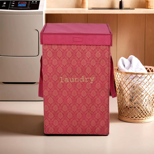 Kuber Industries maroon laundry basket - foldable convenience