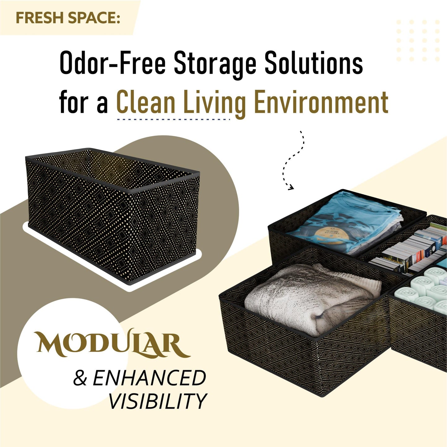 Kuber Black Drawer Organizer - multipurpose home organizer