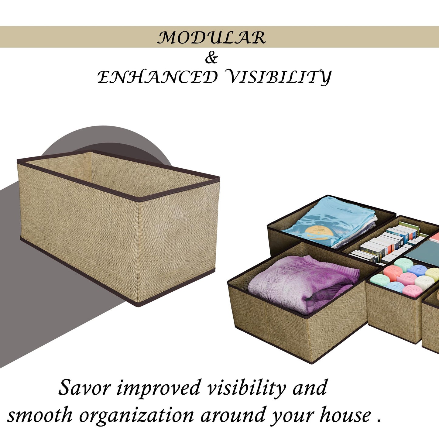 Kuber Jute Fabric Organizer - Space-saving home storage