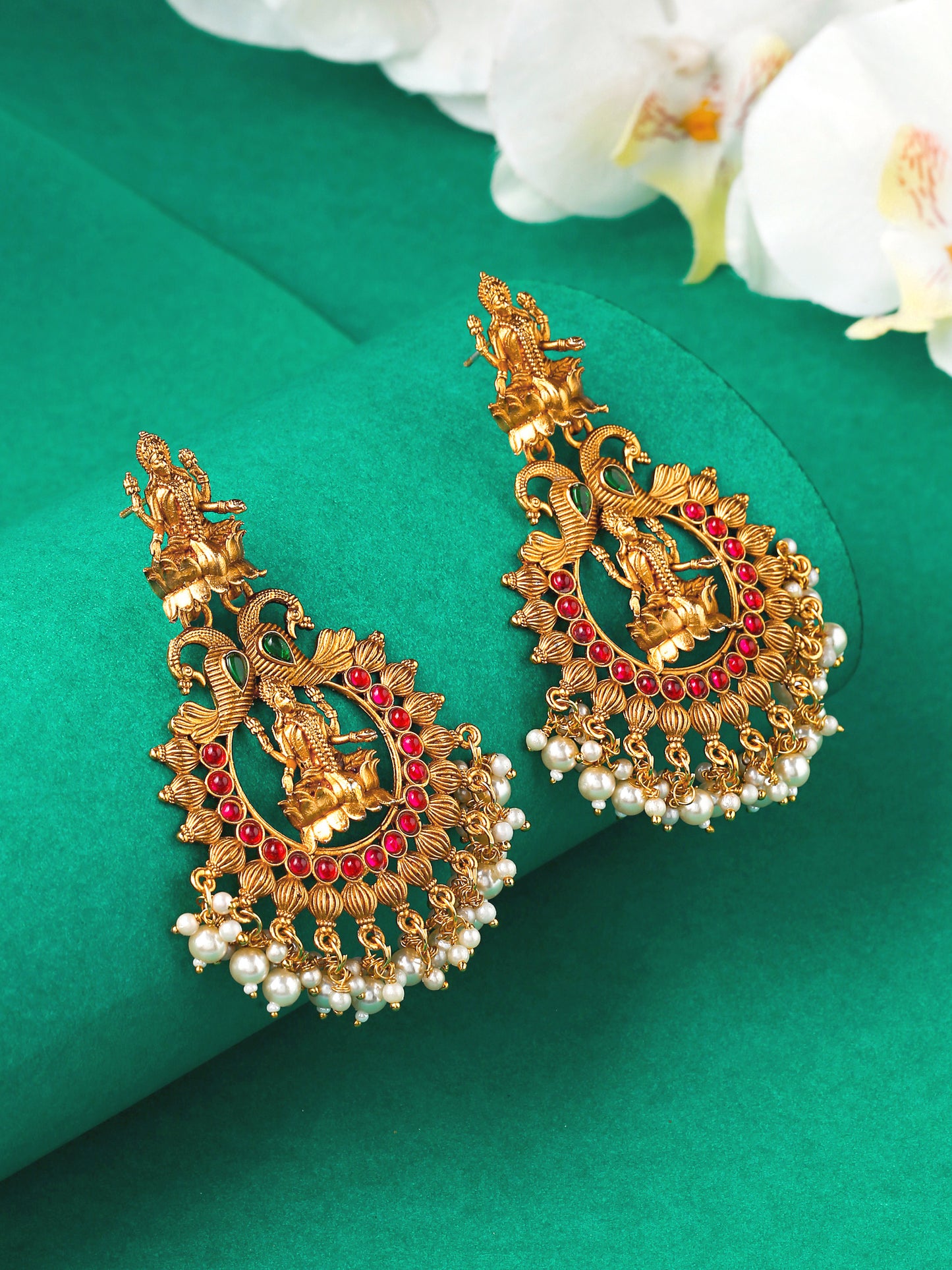 Yellow Chimes Traditional Chandbali Earrings - Wedding Jewelry