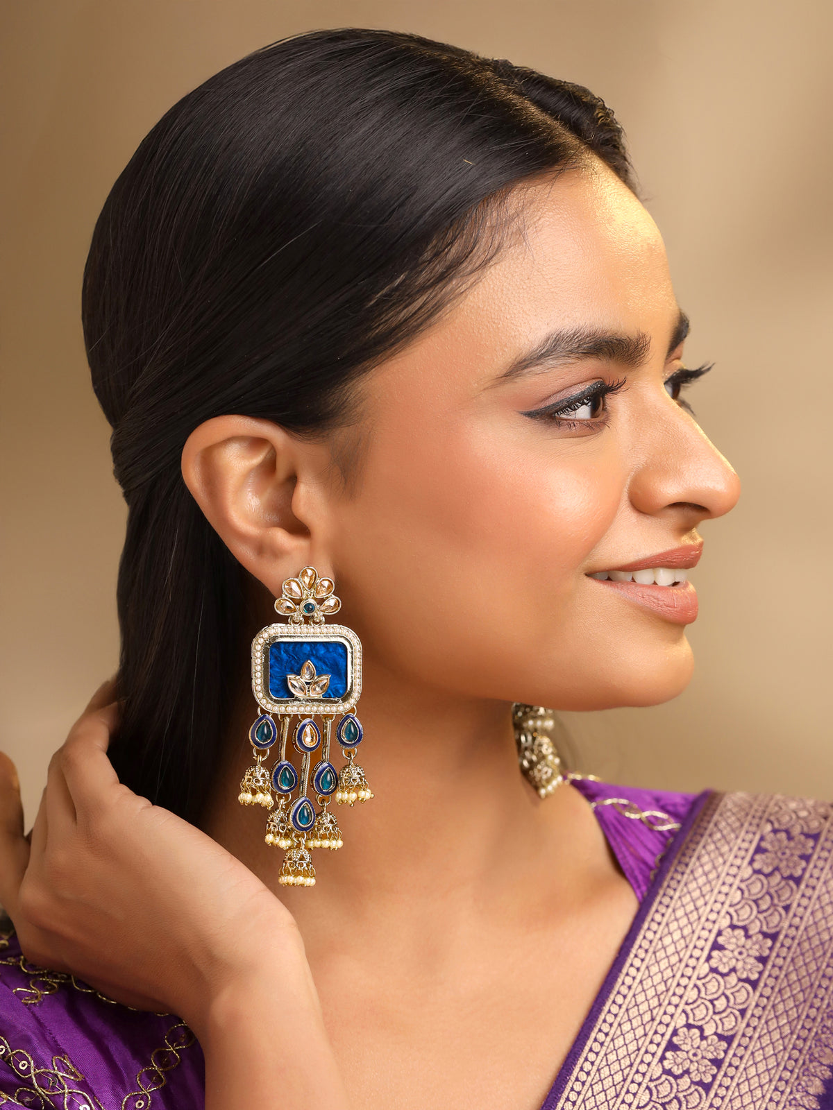 Yellow Chimes Gold Plated Pearl Dangle Earrings - Modern chic earrings