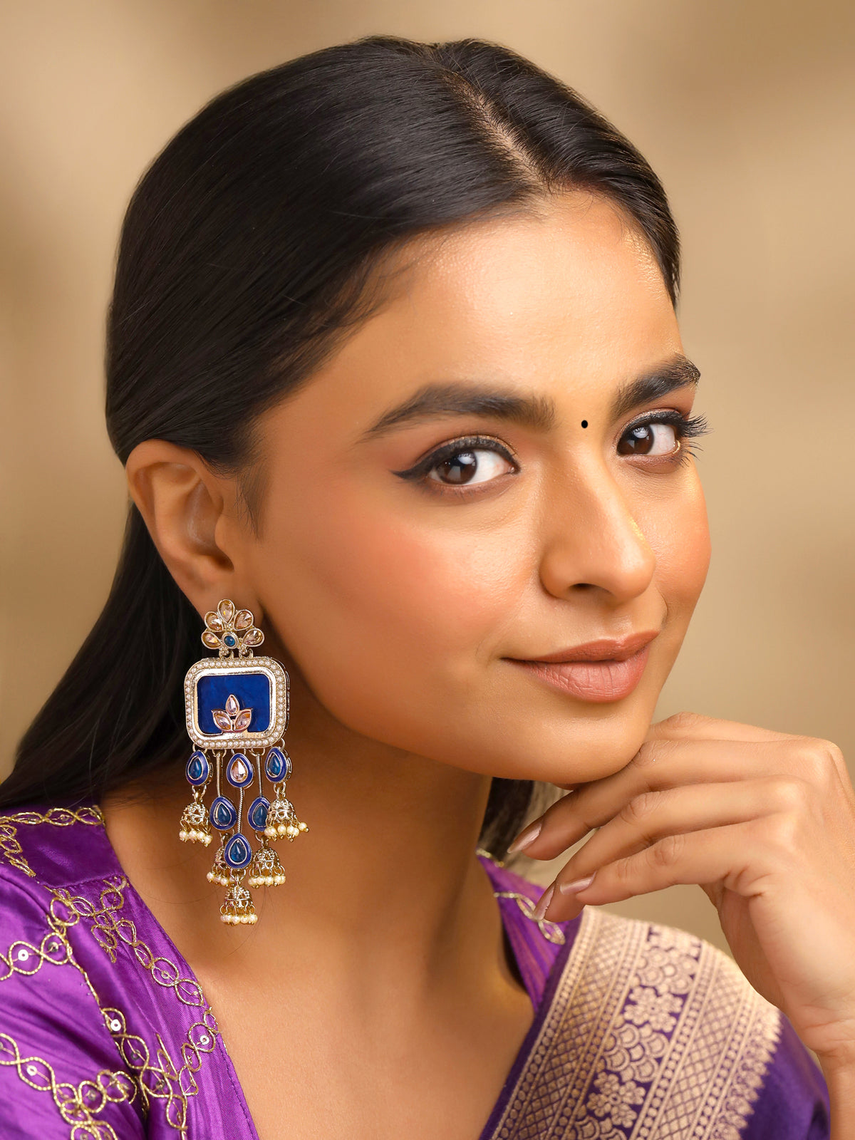 Yellow Chimes Gold Plated Pearl Dangle Earrings - Wedding jewelry