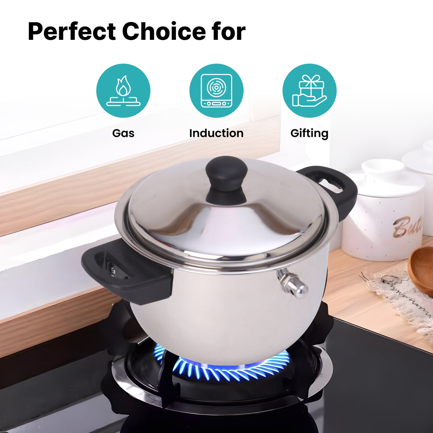 The Better Home milk pot with spatula - boiling milk