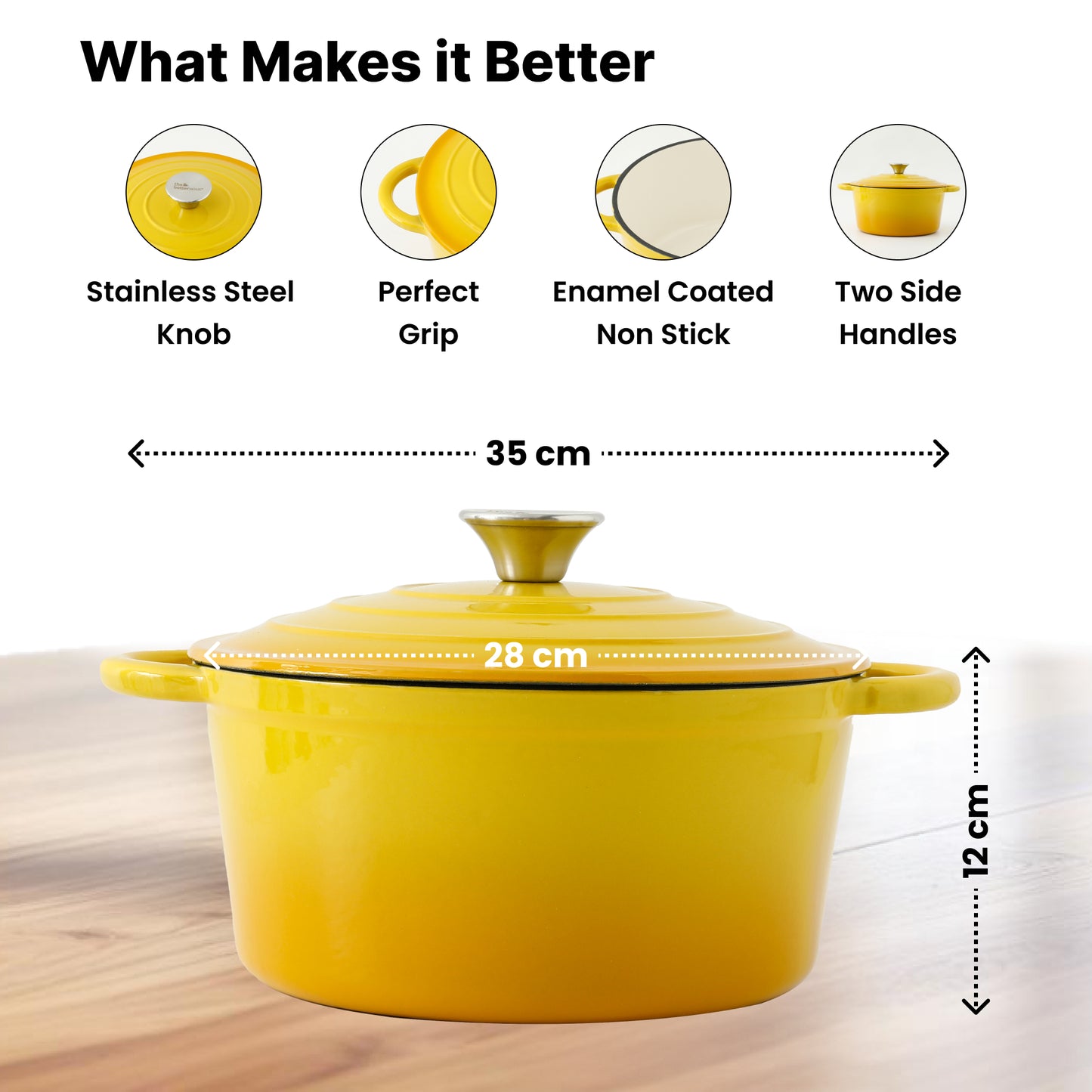 The Better Home Dutch Oven - Elegant yellow kitchenware