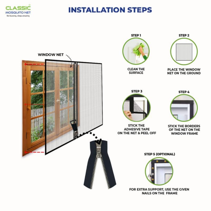 Classic Mosquito Net - open window with netting