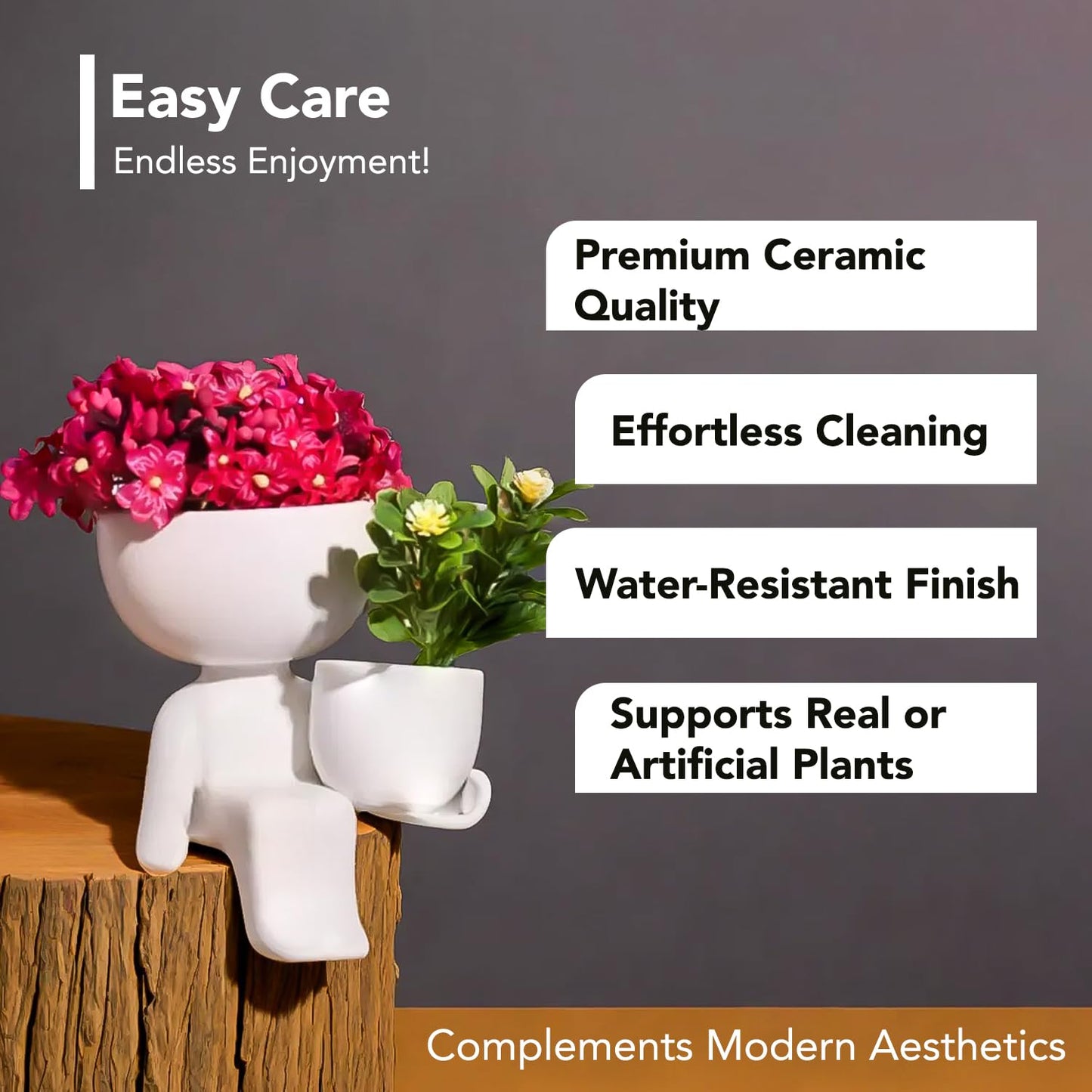 Ekhasa white plant pots - versatile indoor/outdoor use