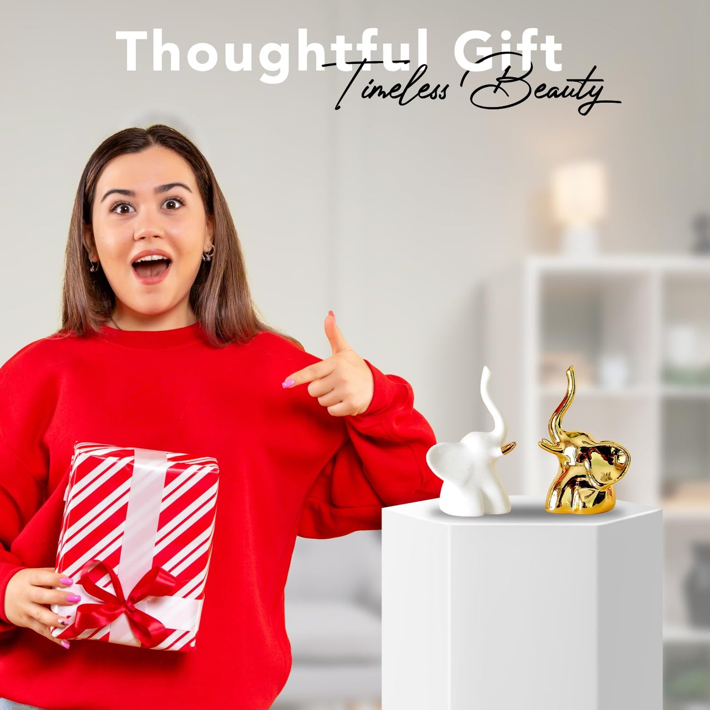 Ekhasa Multicolor Elephant Statue - Office Desk Decor