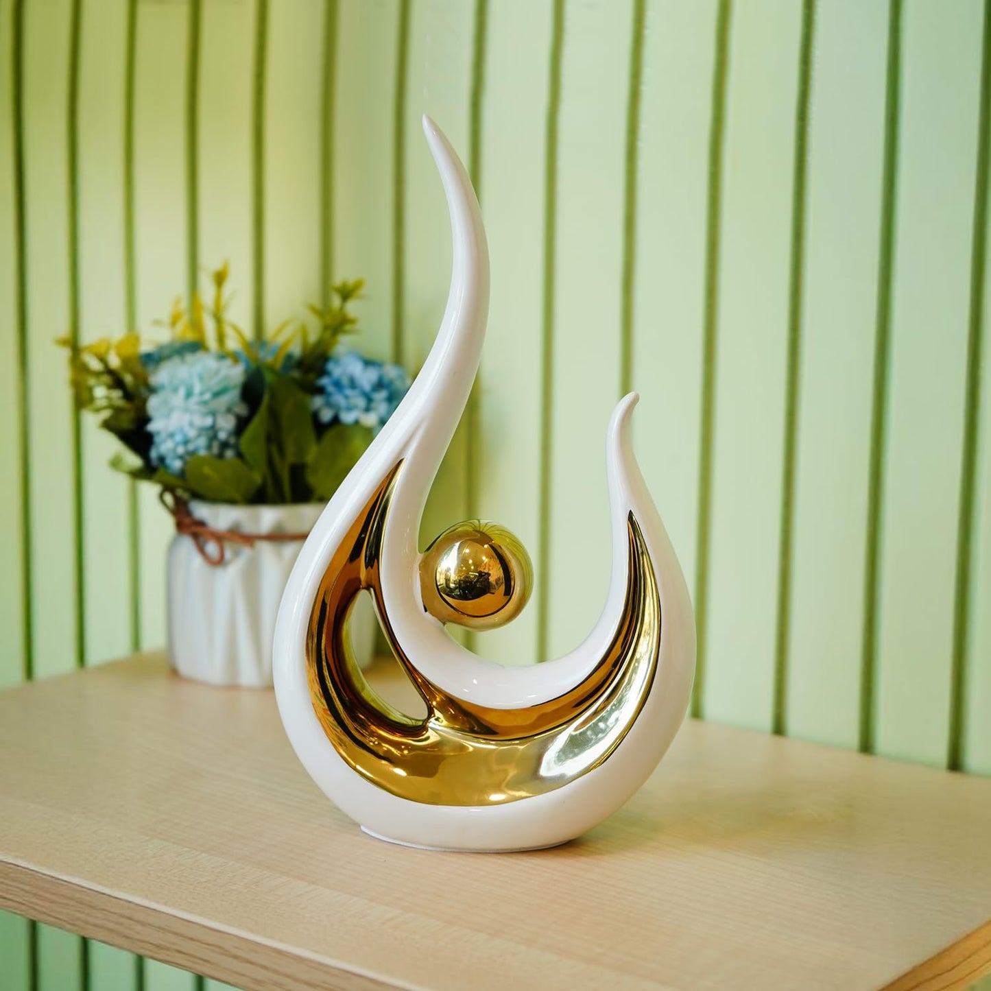 Ekhasa white abstract sculpture - versatile shelf accent