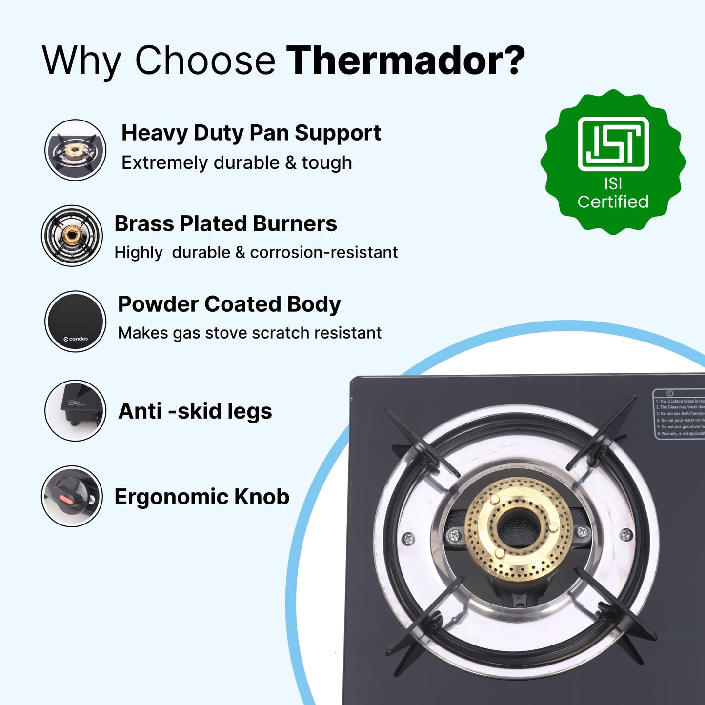 Thermador gas stove - sleek black finish blends with kitchen decor