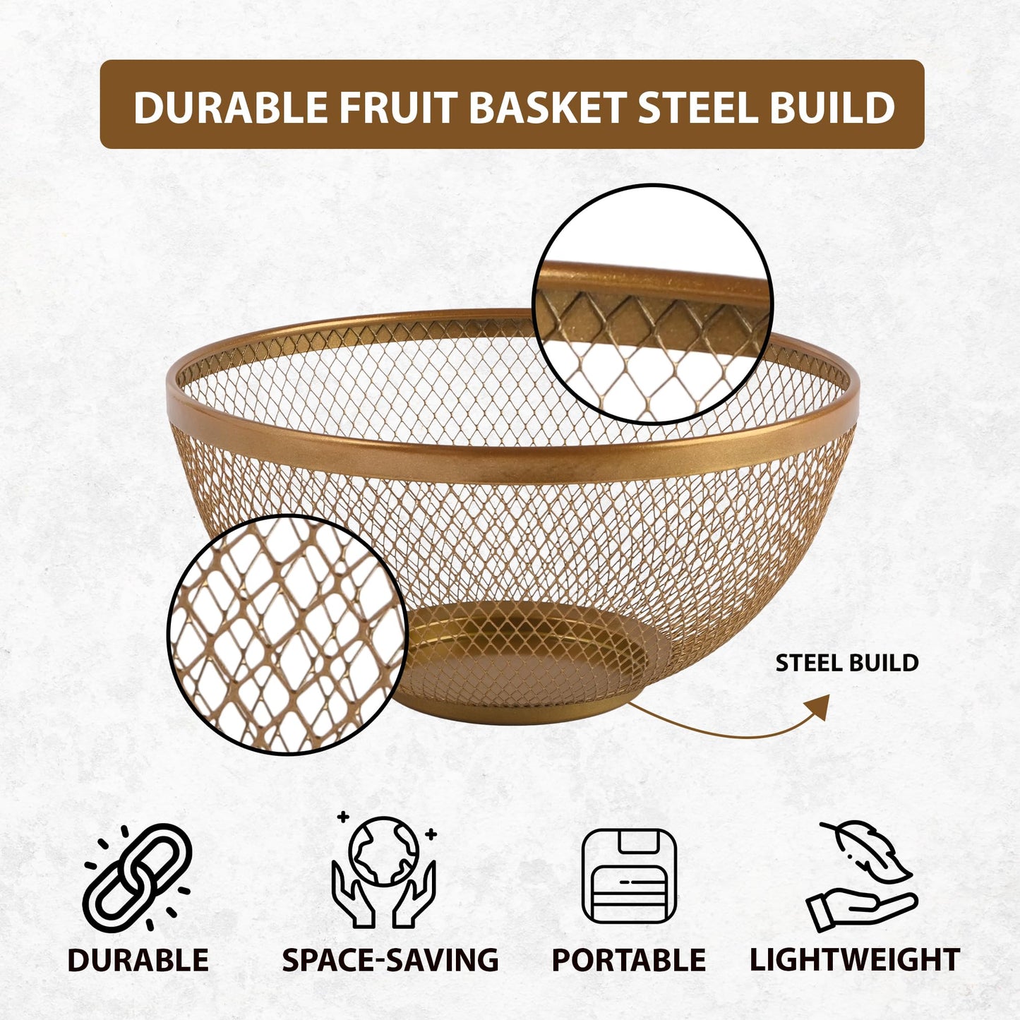 Kuber Stainless Steel Mesh Fruit Basket - Vegetable Storage