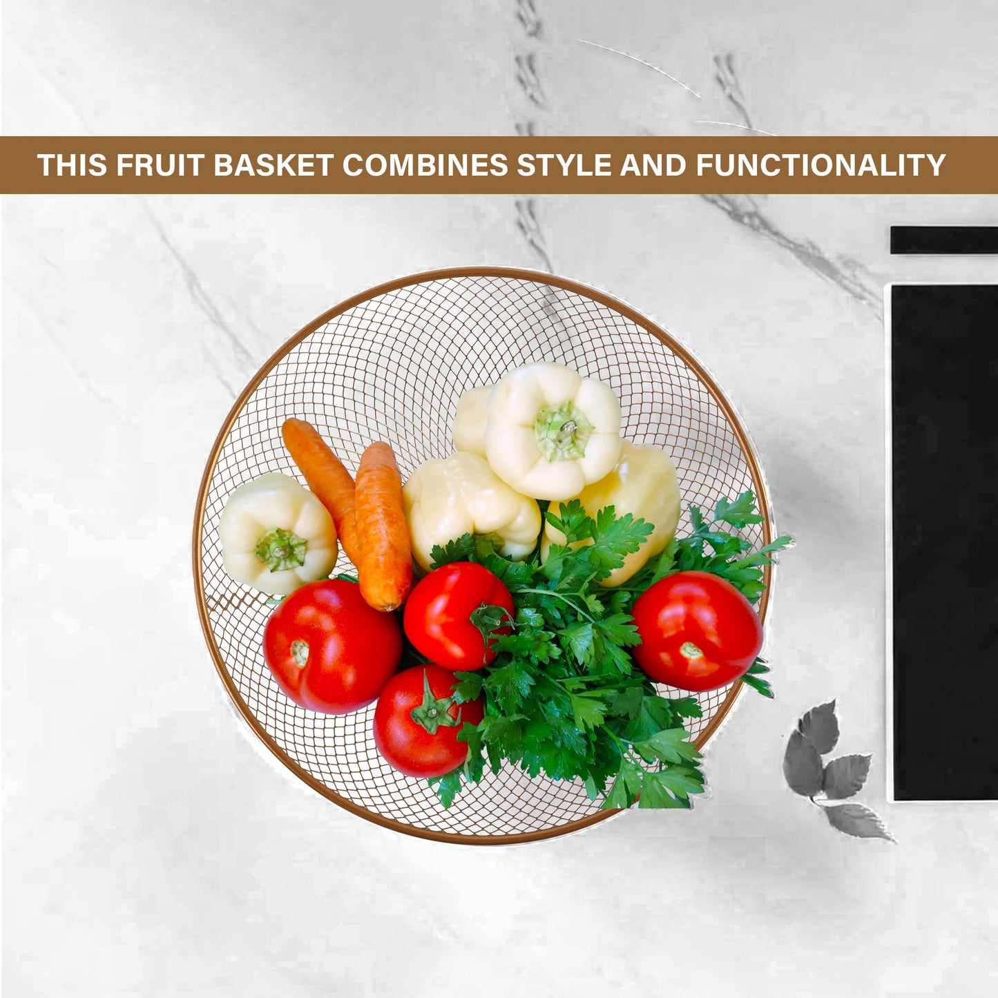 Kuber Stainless Steel Mesh Fruit Basket - Kitchen Organization