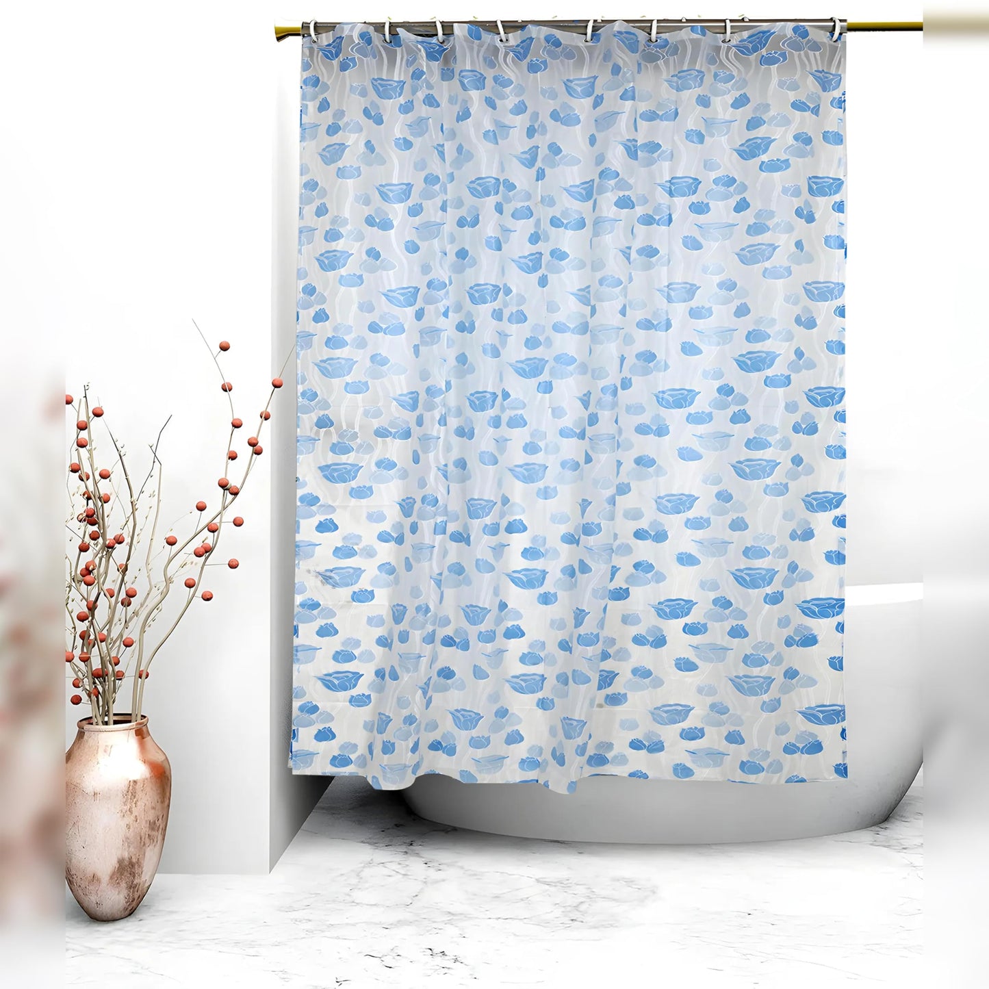 Heart Home blue floral shower curtain - Home use