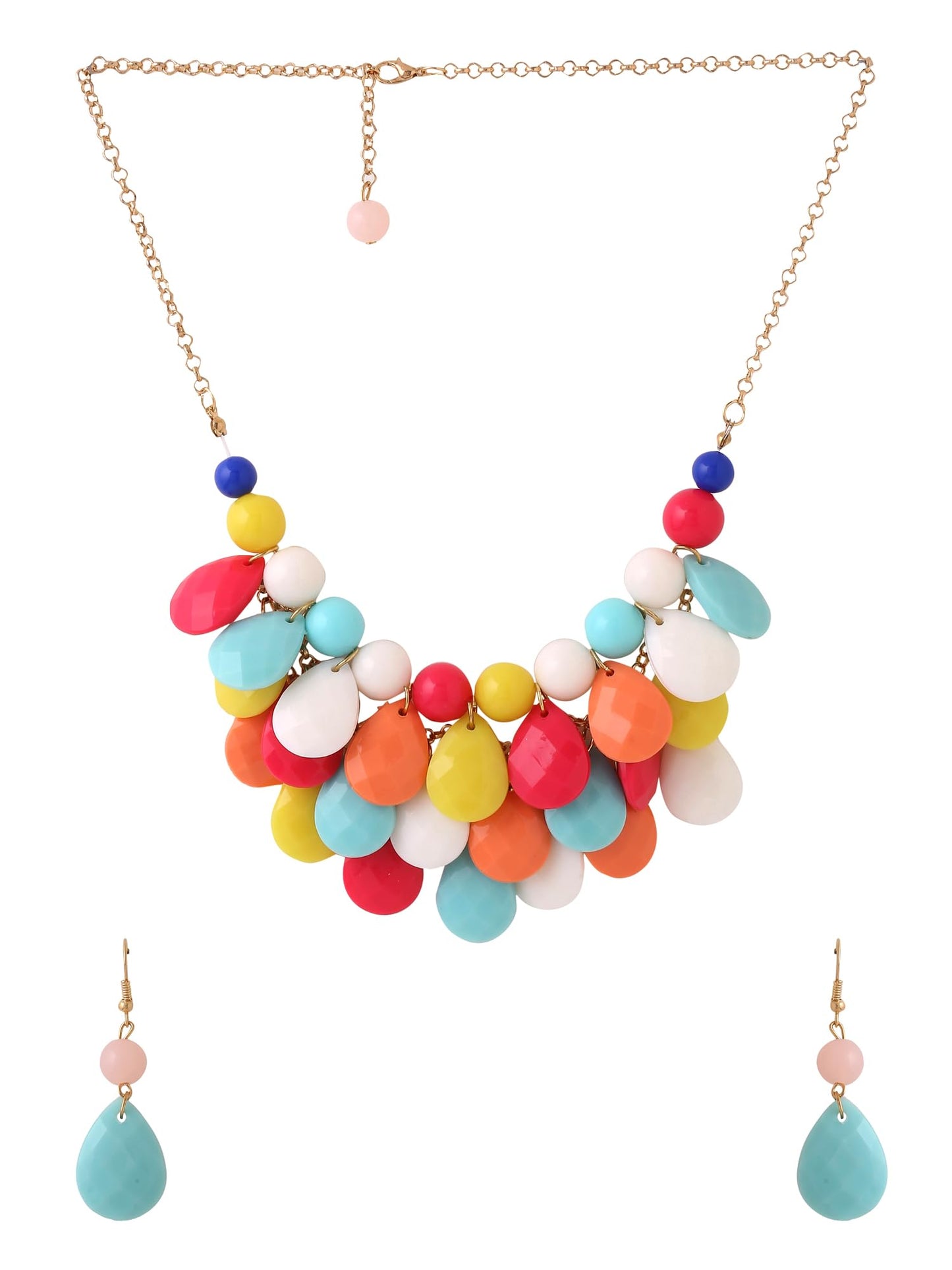 Yellow Chimes jewellery set - Adjustable pearl necklace