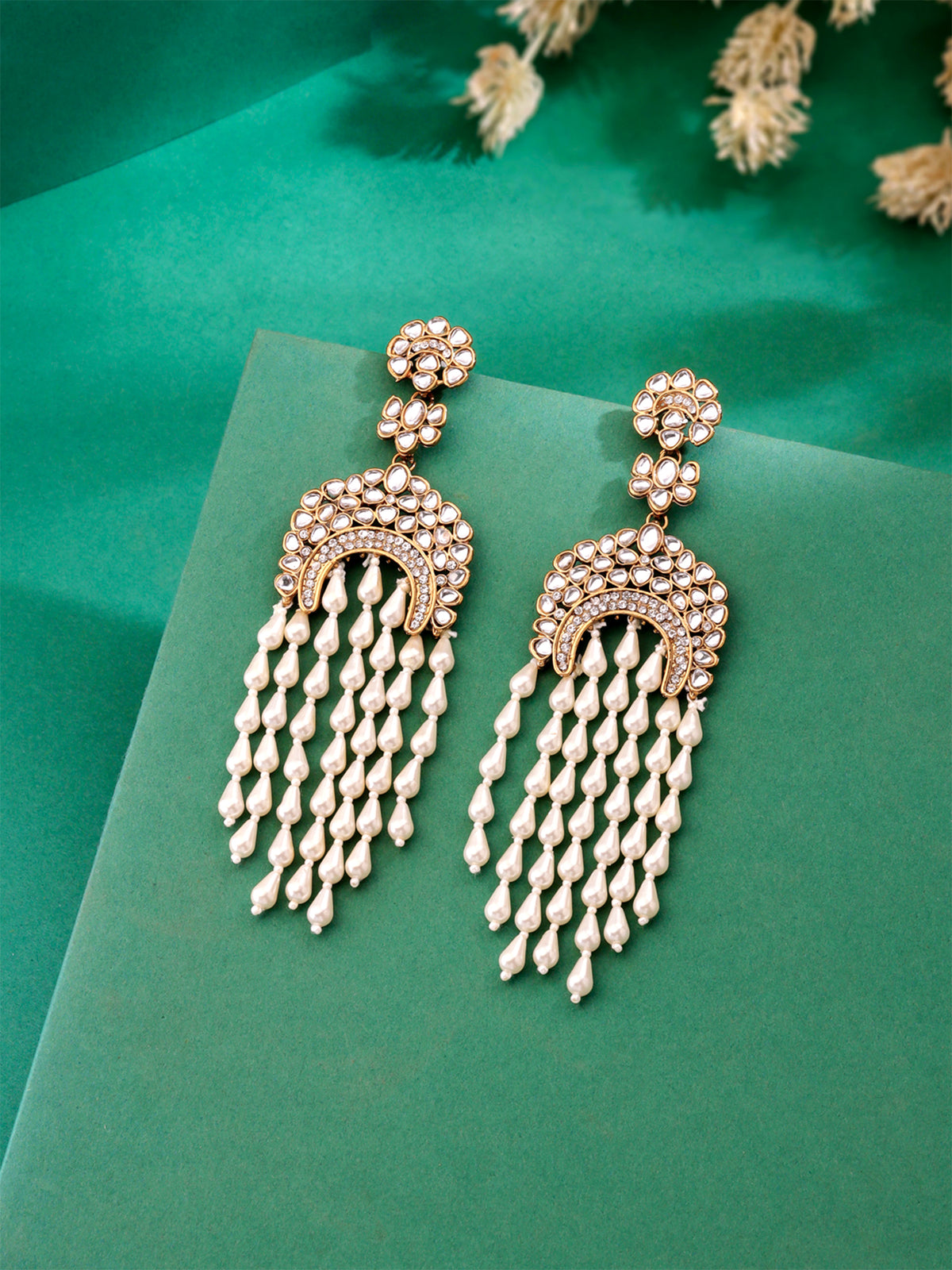 Yellow Chimes golden dangler earrings - Comfortable wear for festivals