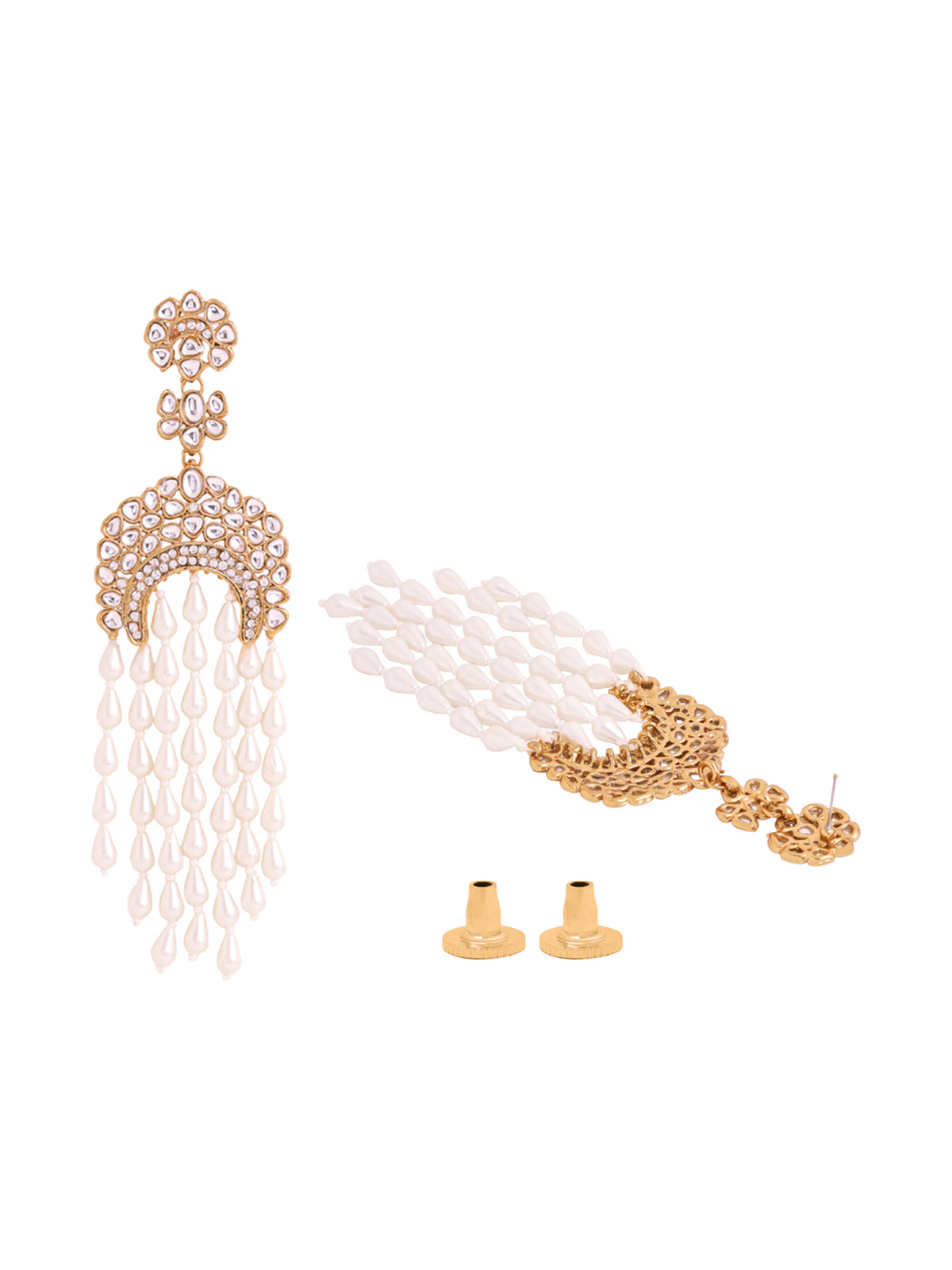 Yellow Chimes golden dangler earrings - Stylish ethnic wear for weddings