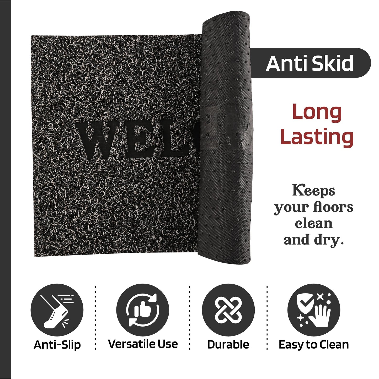 Kuber Industries anti-slip welcome door mat - entrance decor