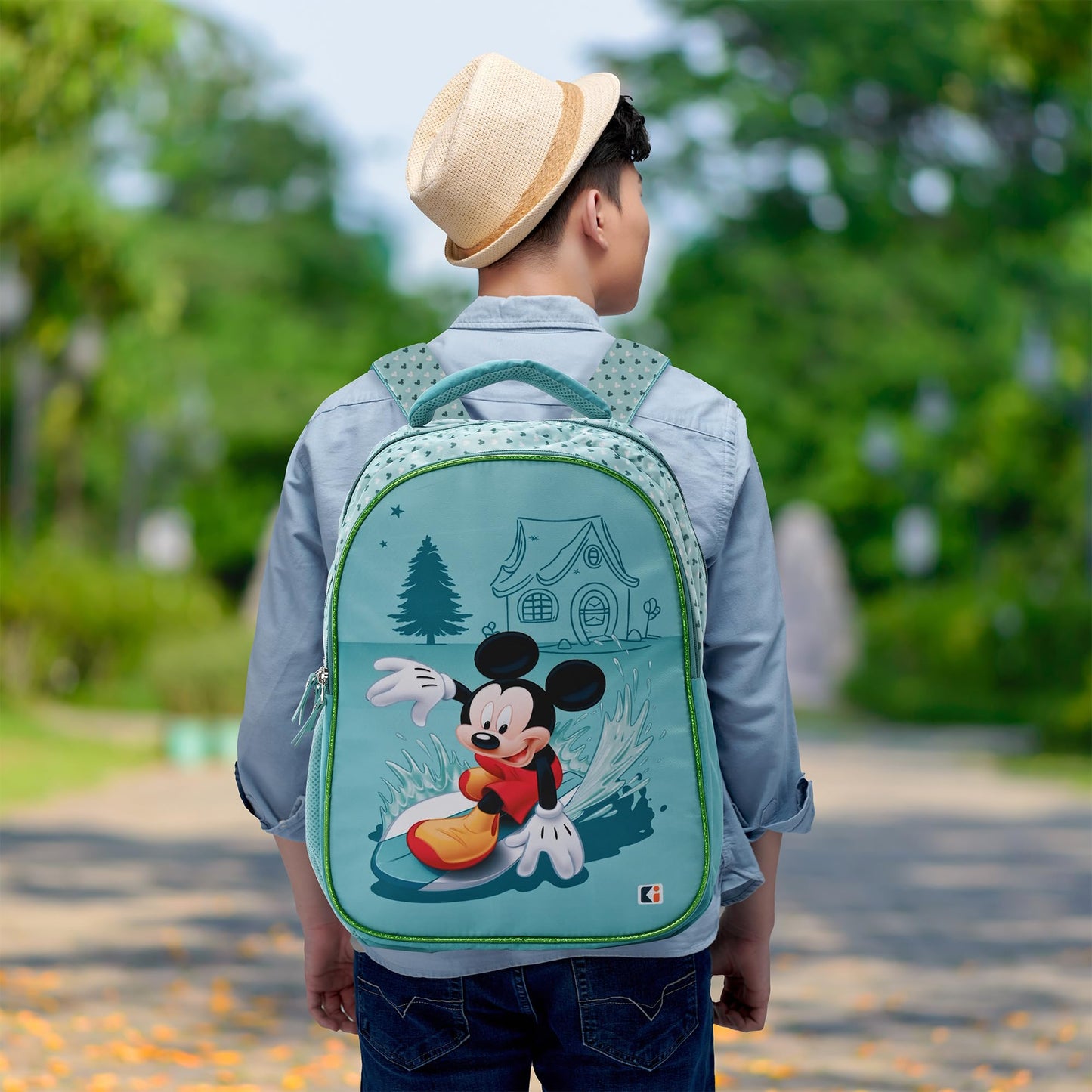Kuber Industries Disney Surf Mickey Backpack - Spacious Compartments