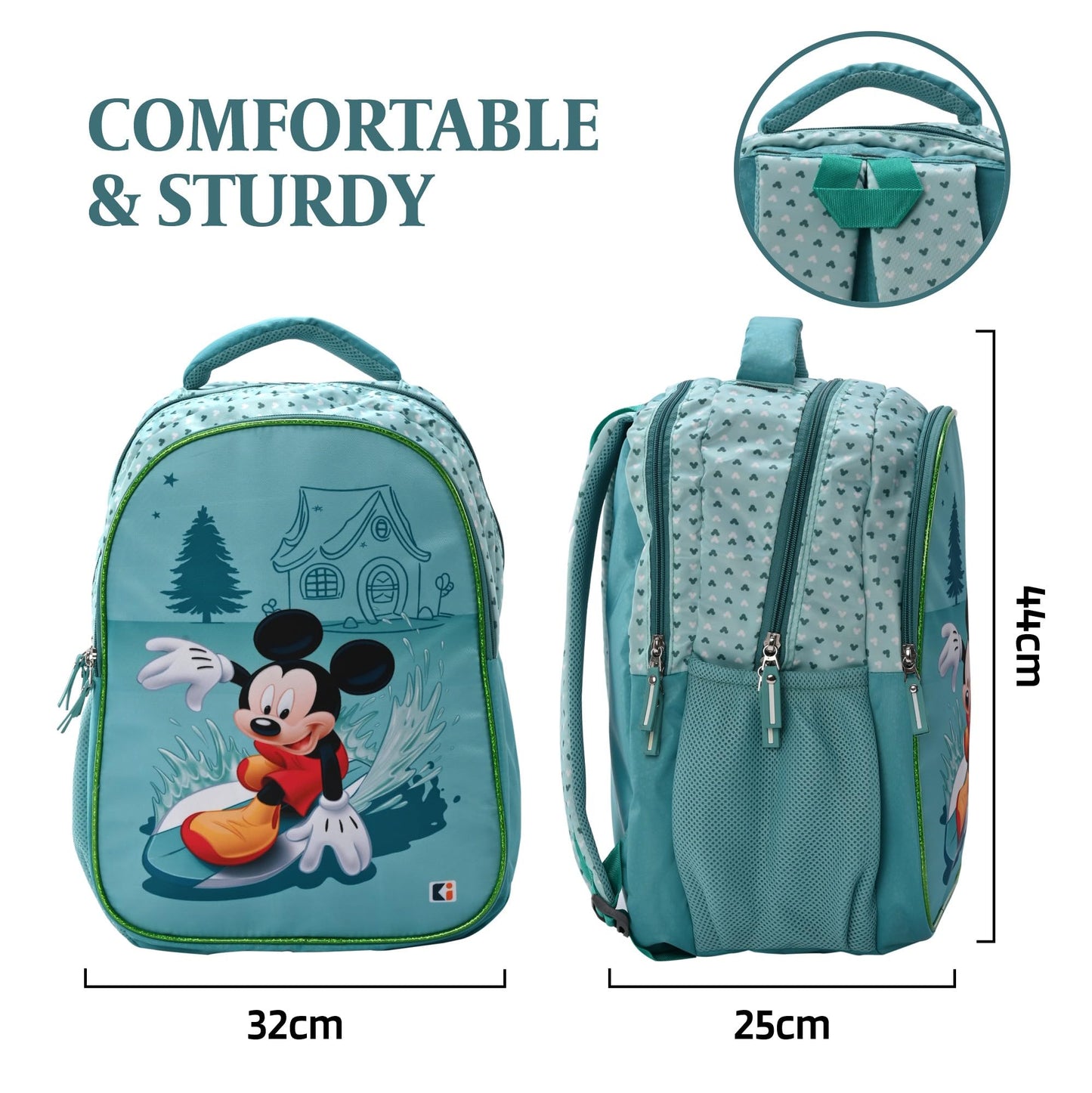 Kuber Industries Disney Surf Mickey Backpack - Comfortable Carry