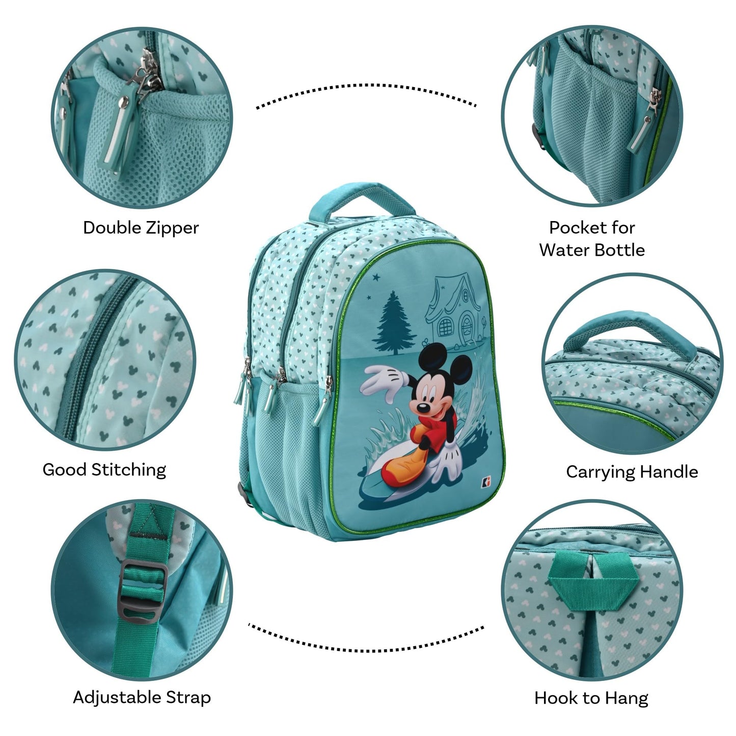 Kuber Industries Disney Surf Mickey Backpack - Waterproof Storage