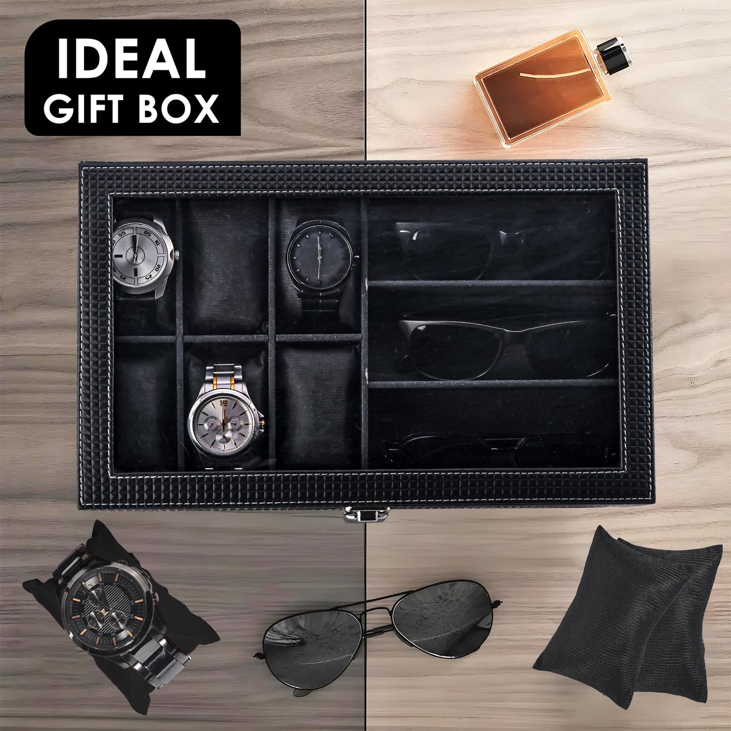 Kuber 9+3 Slots Watch Box - Stylish office accessory