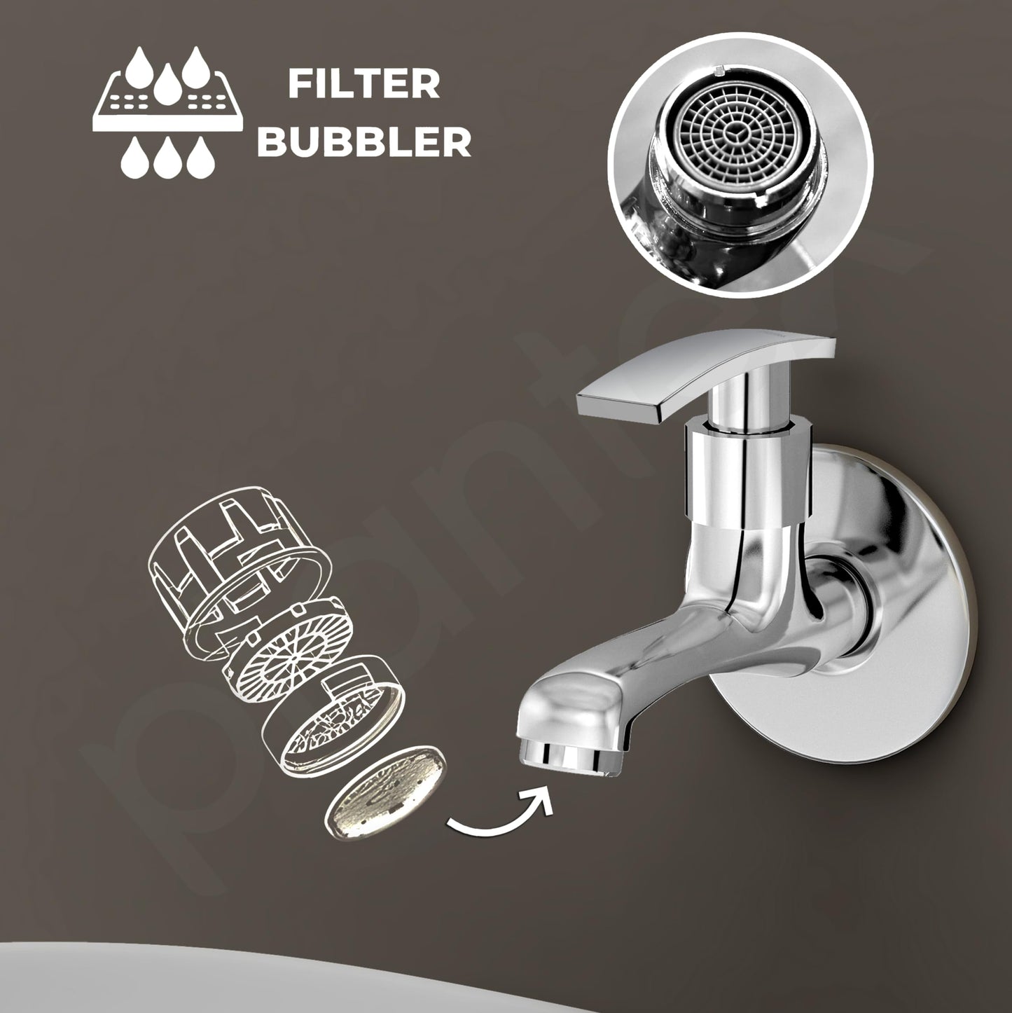 Plantex Samar Long Body Bib Cock - Stylish chrome finish