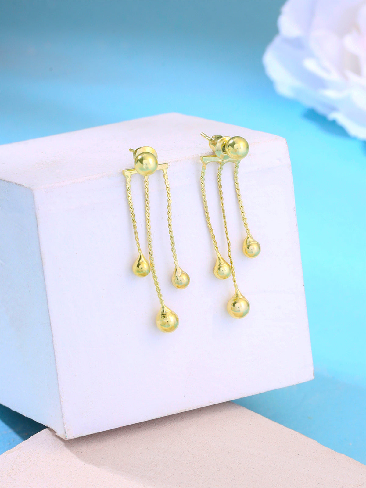 Yellow Chimes Gold Plated Drop Earrings - Anniversary Present