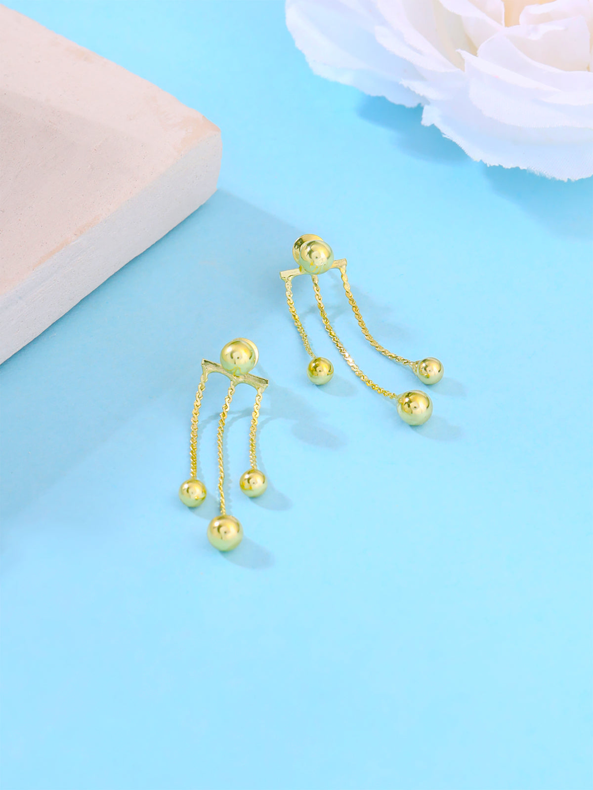 Yellow Chimes Gold Plated Drop Earrings - Casual Outing