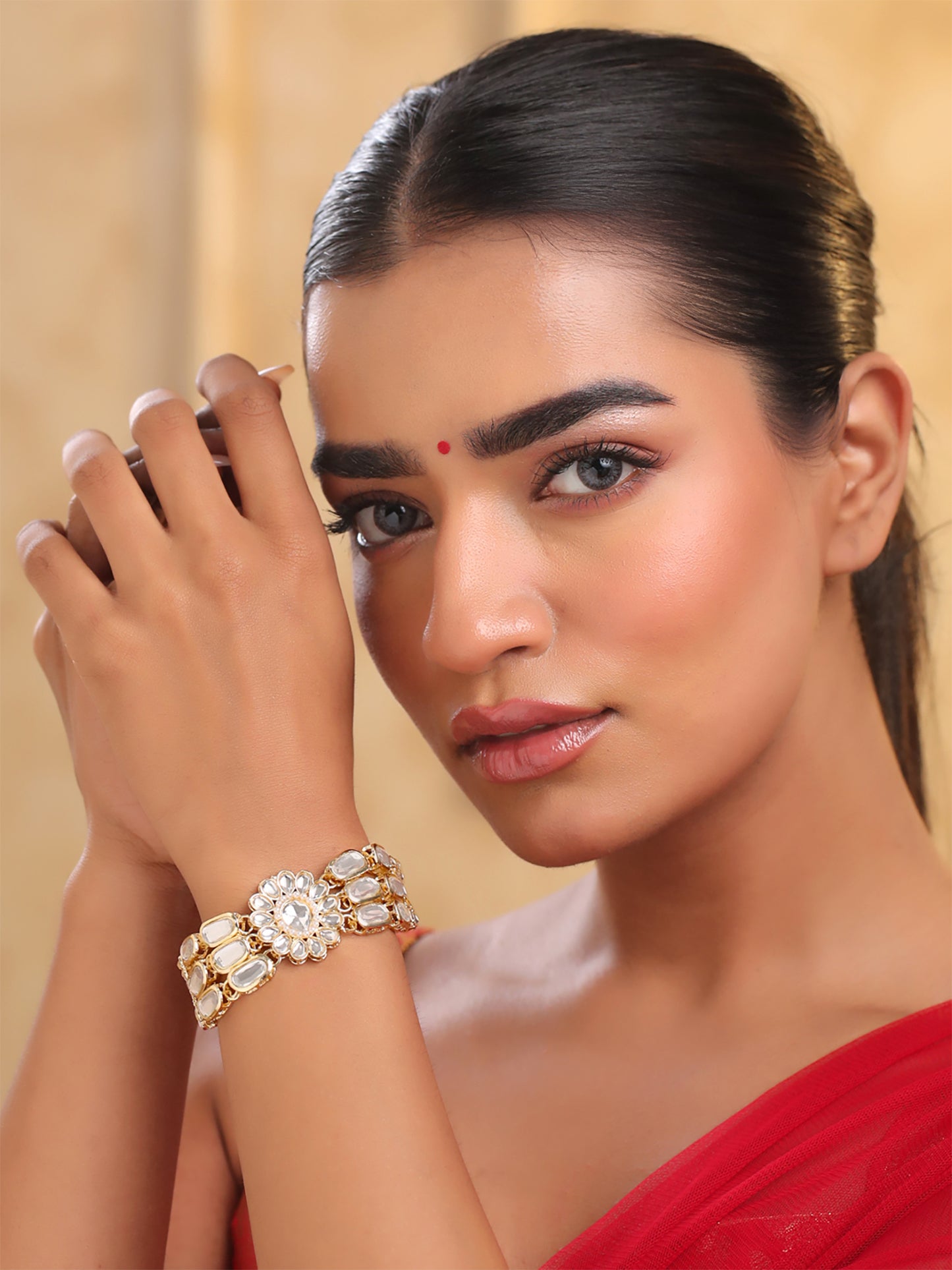 Yellow Chimes Kundan Bracelet - Classy Accessory for Partys